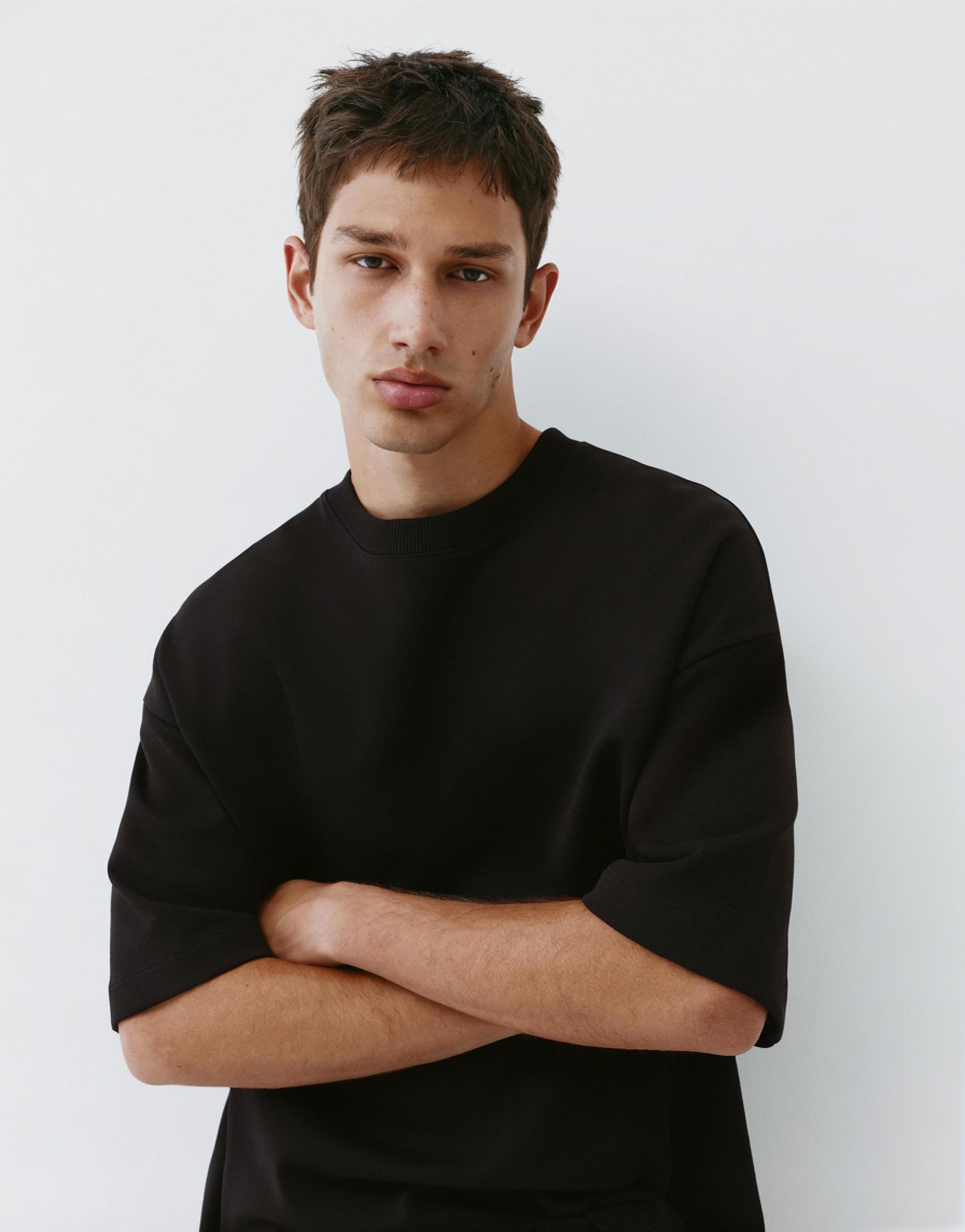 Interlock short sleeve sweatshirt — Black