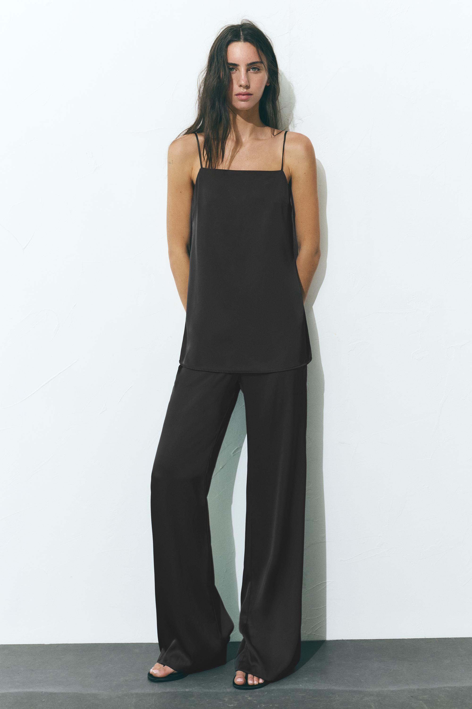Satin cami top — Black