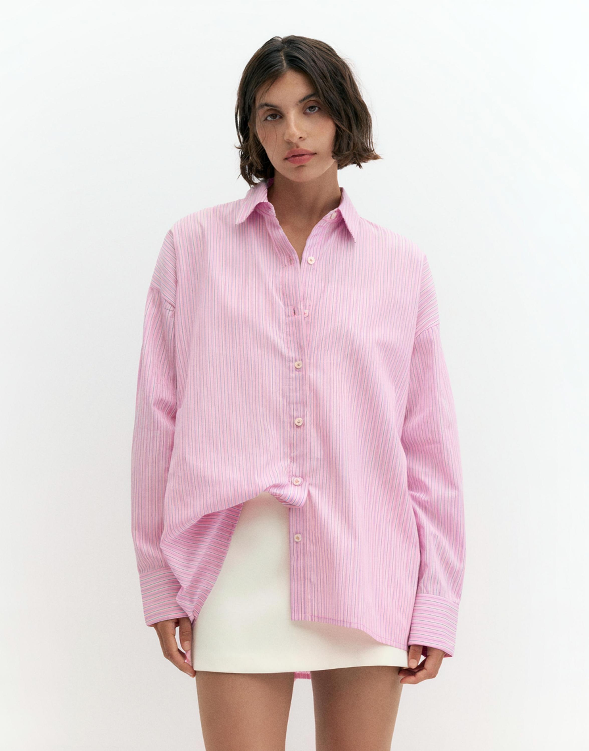 Striped oversized shirt — Pink