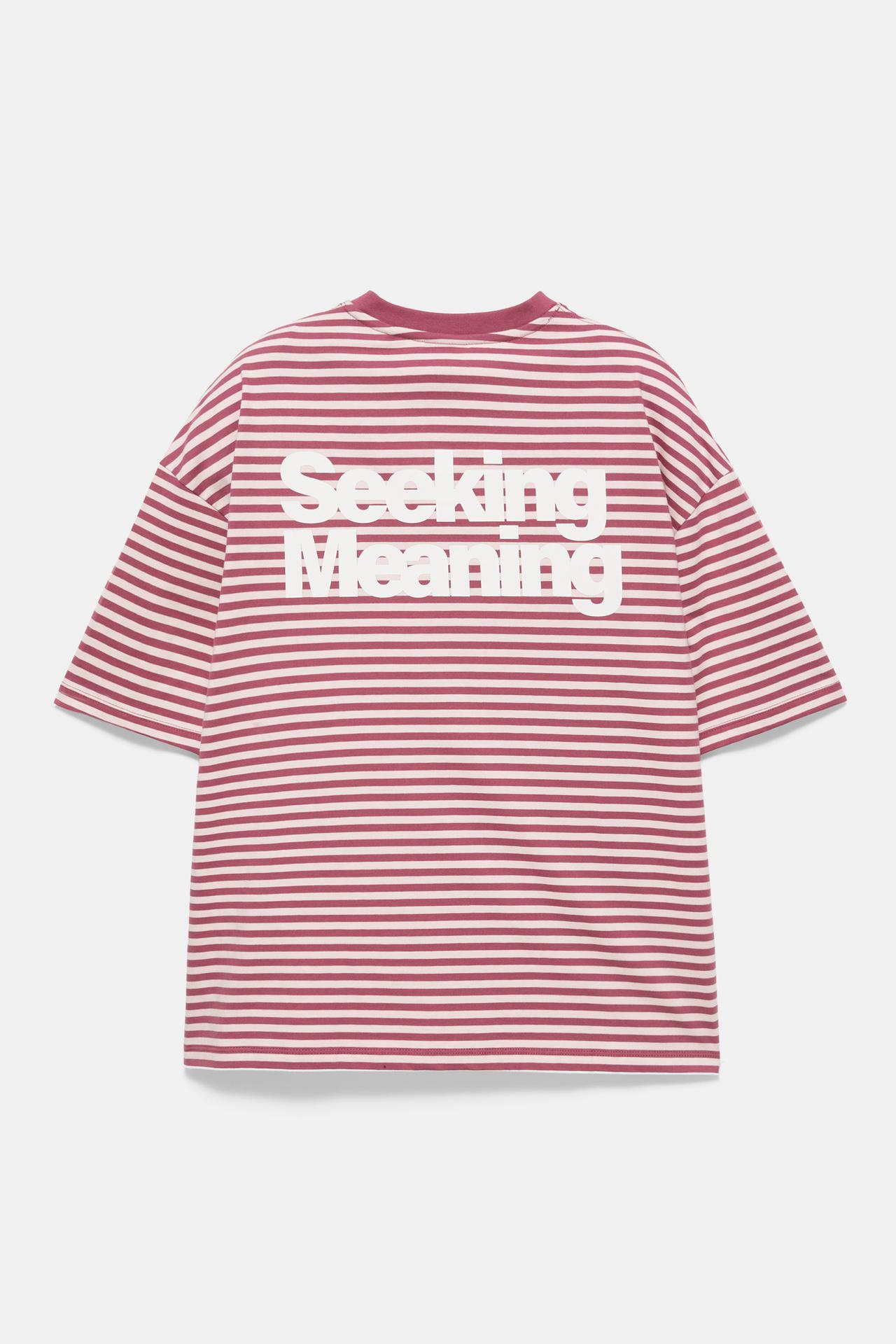 Striped T-shirt with text — Burgundy