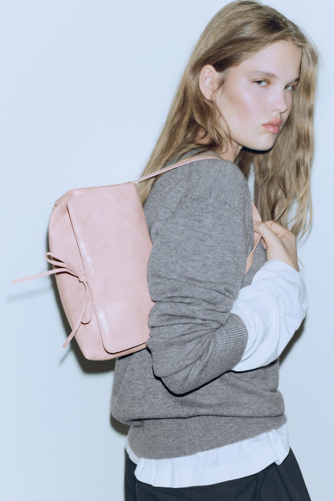 Bow flap shoulder bag — Pink
