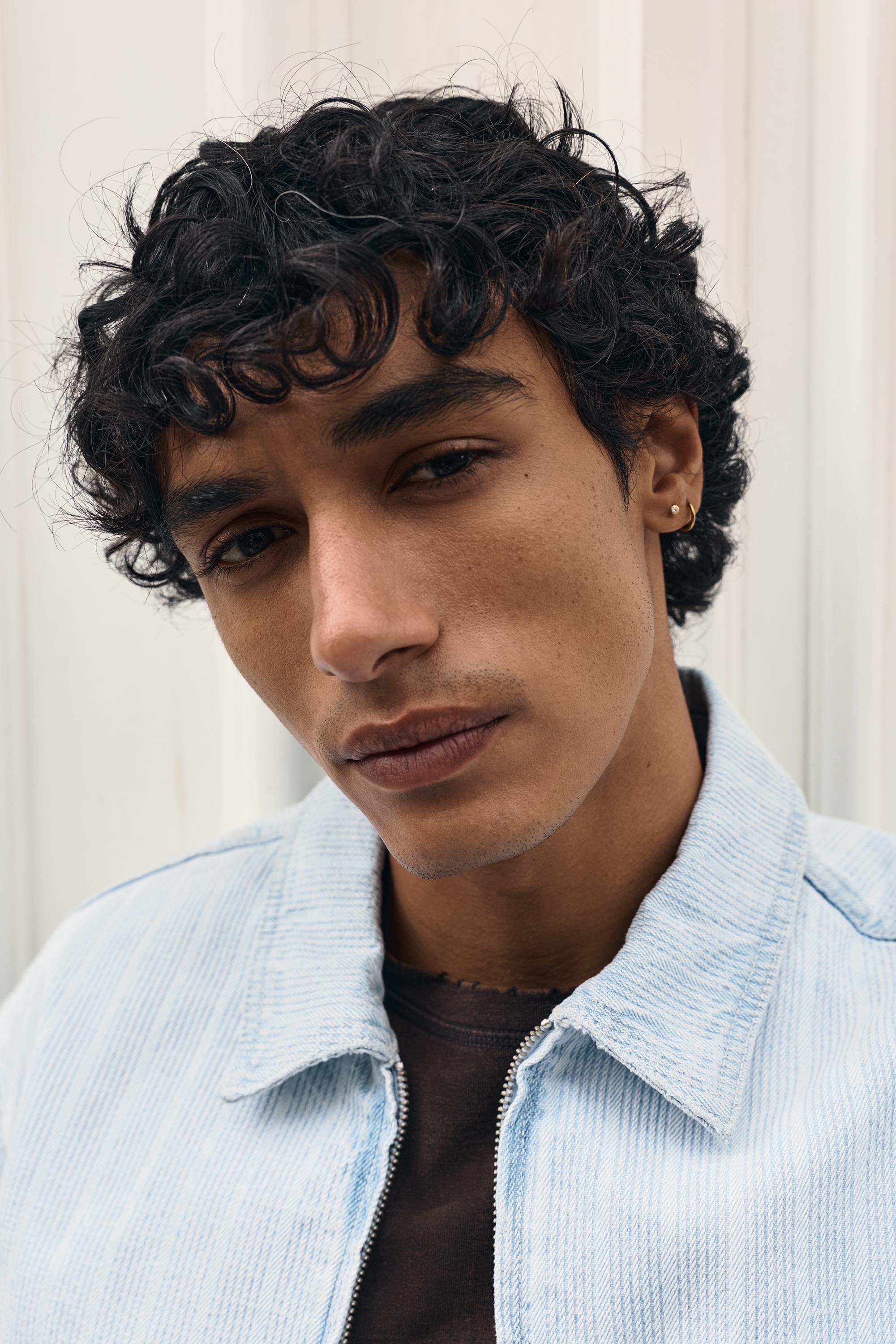 Zip-up denim shirt — Pale blue