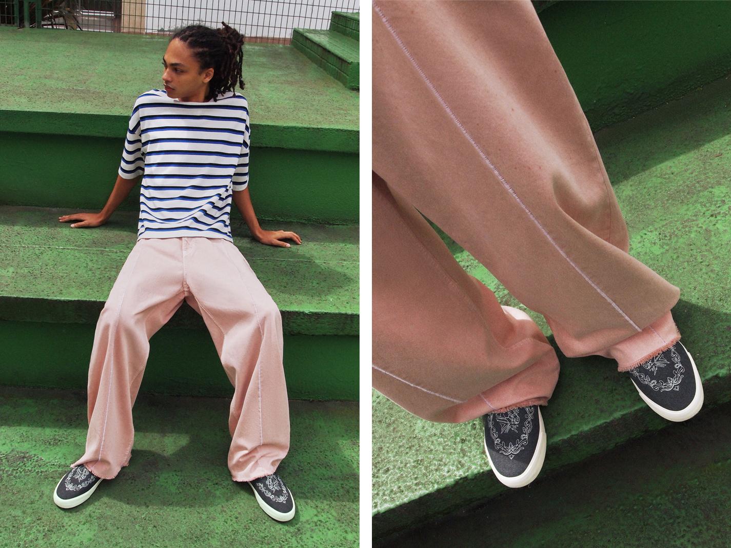 Embroidered canvas trainers — Black