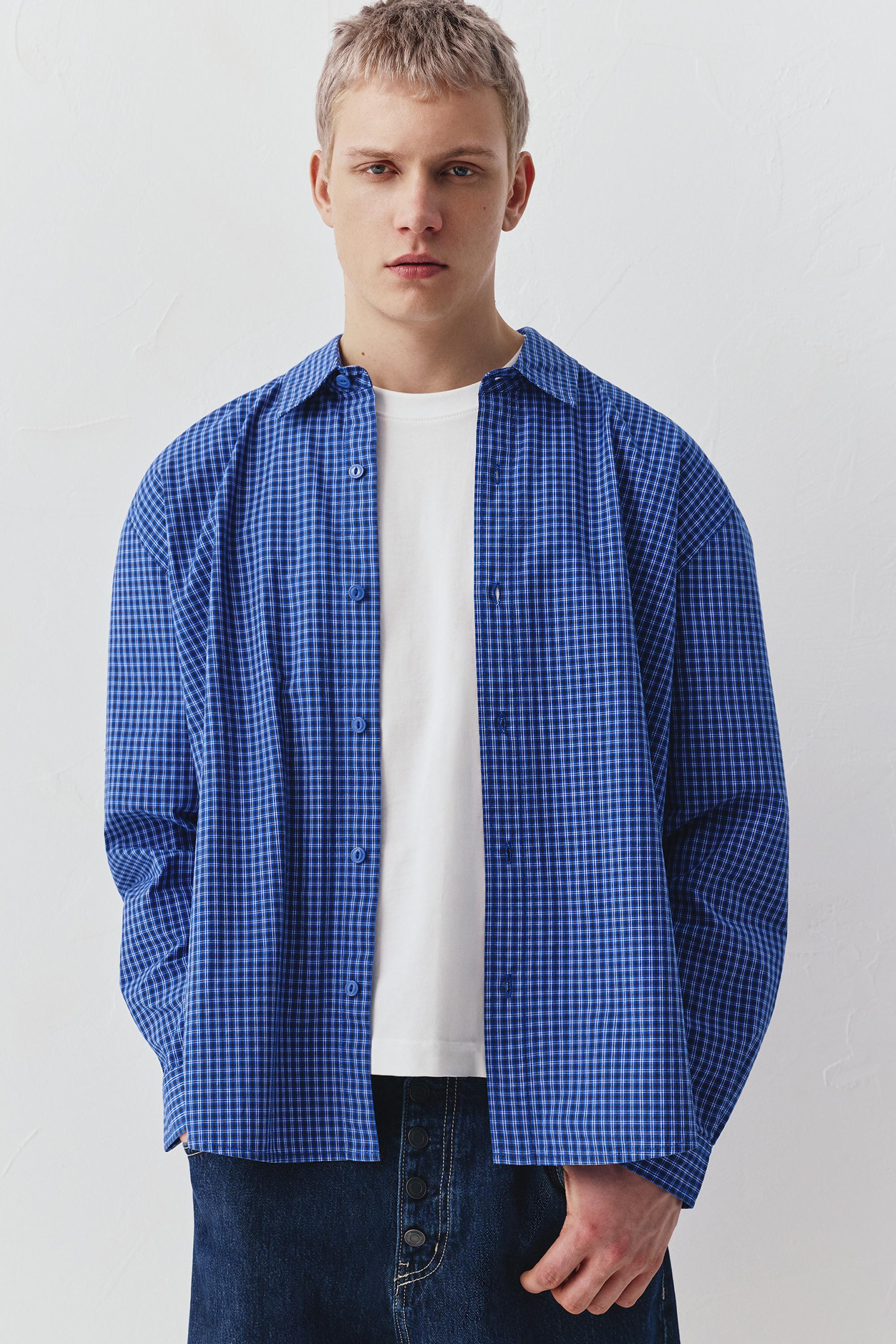 Long sleeve check shirt — Blue