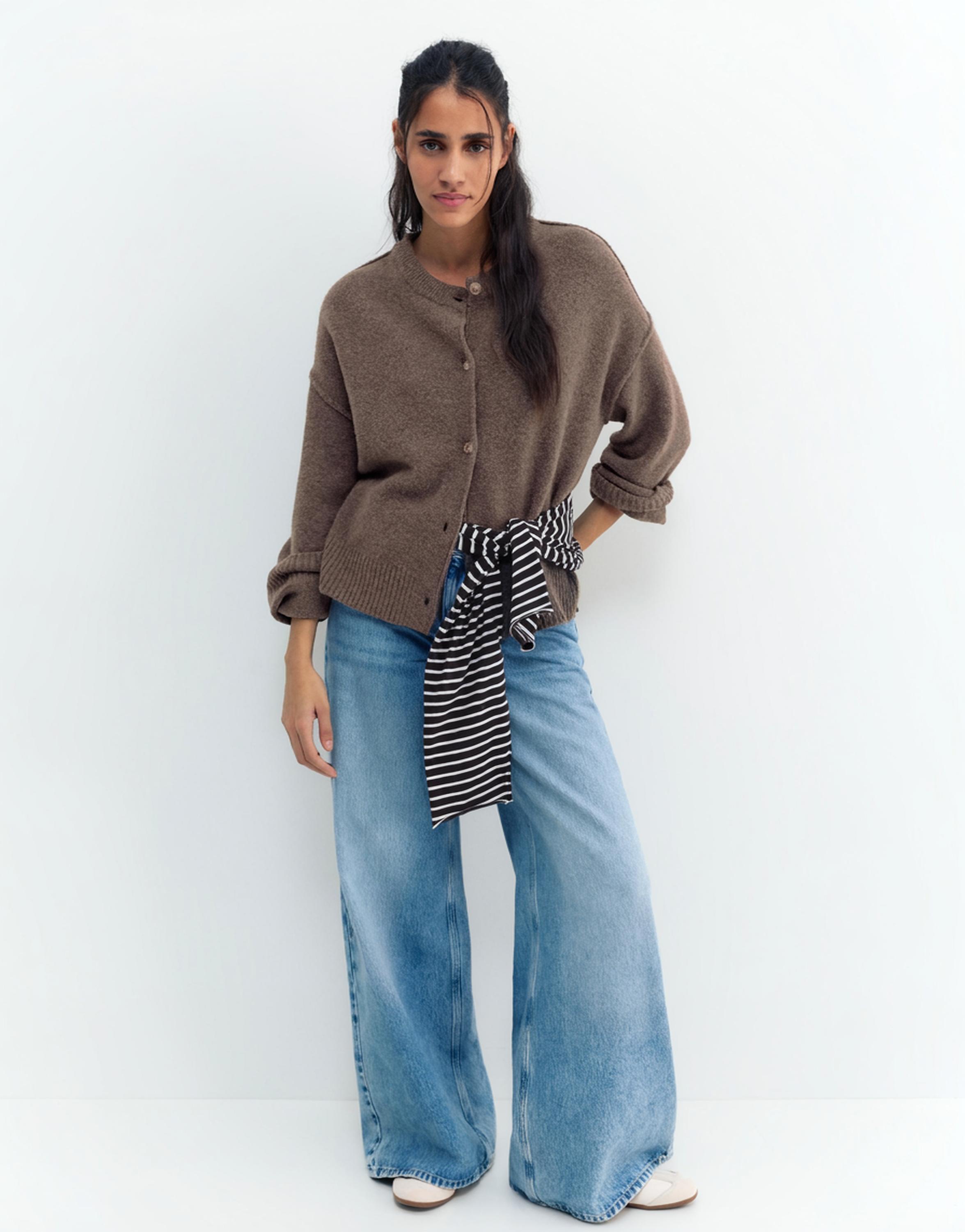 Soft knit cardigan — Brown