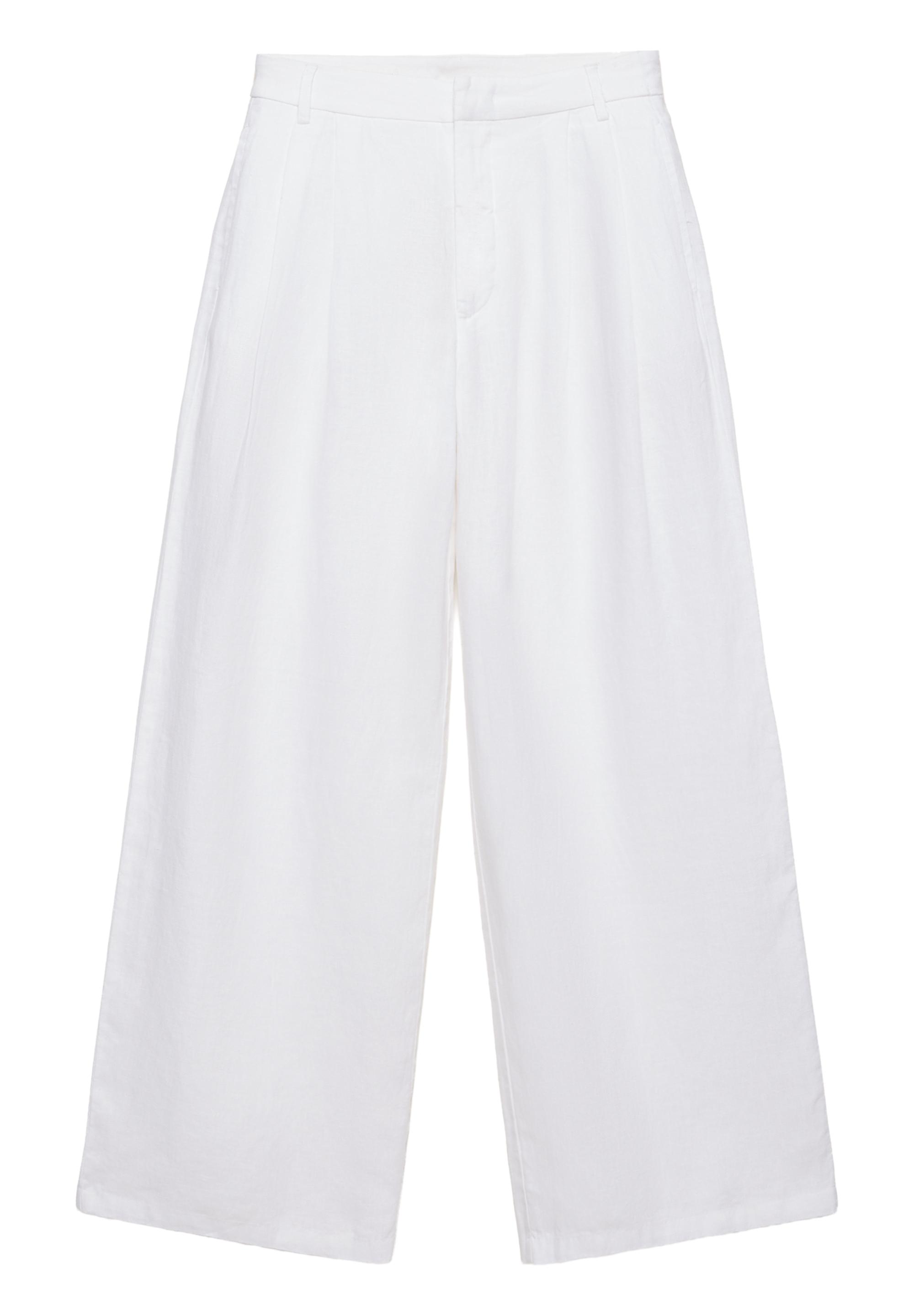 Wide-leg 100% linen trousers — White