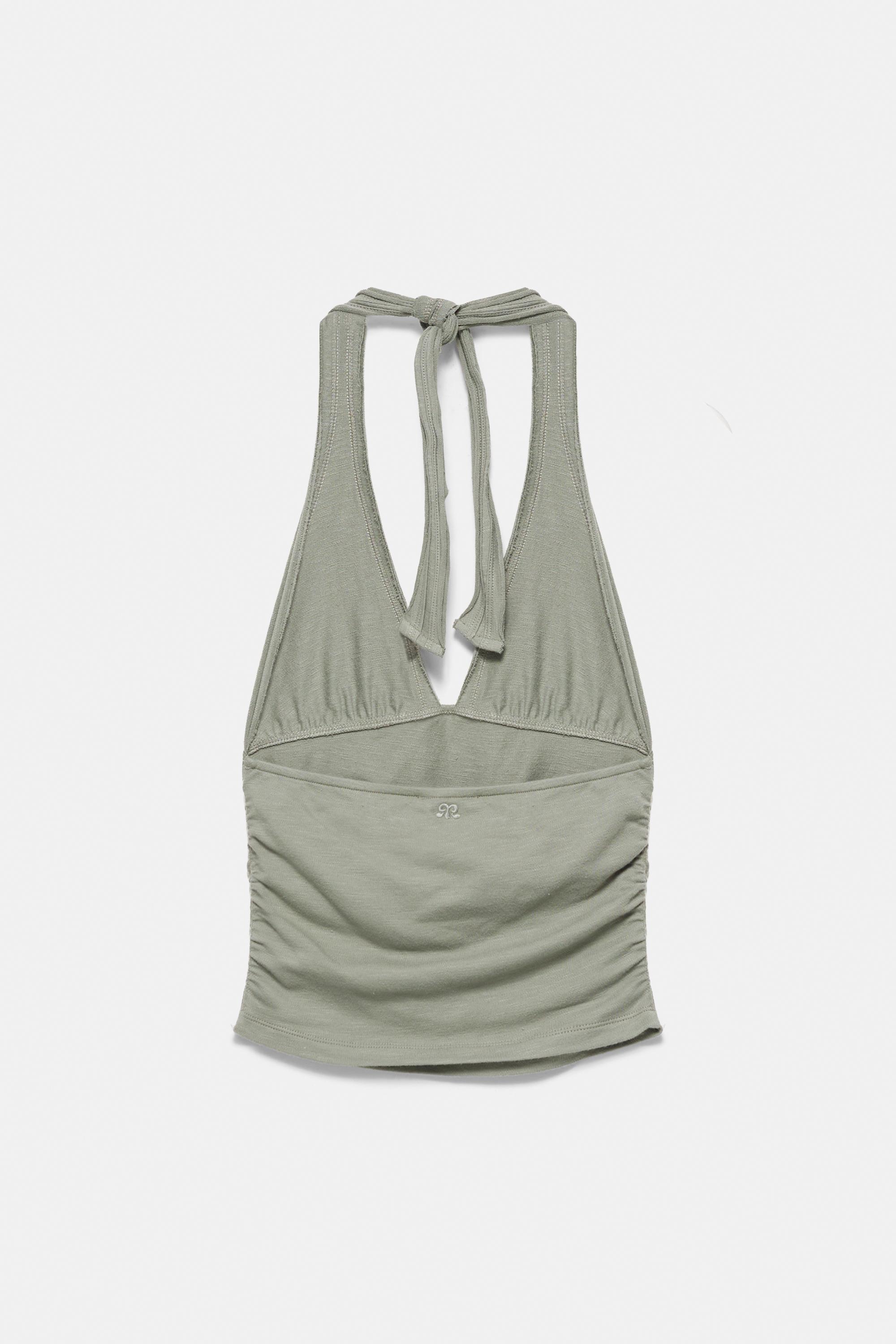 Halter top with tie detail — Medium khaki