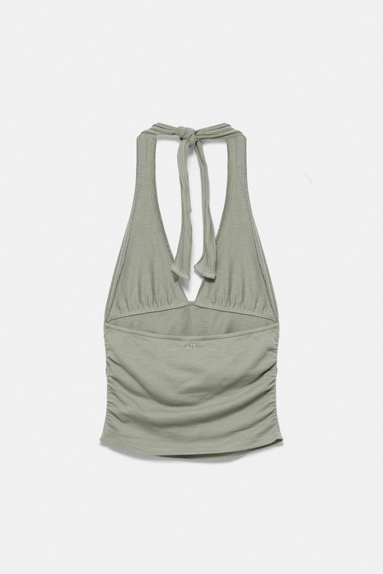 Halter top with tie detail — Medium khaki