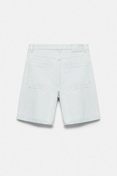 Baggy denim Bermuda shorts with seam detail — Pale indigo 4