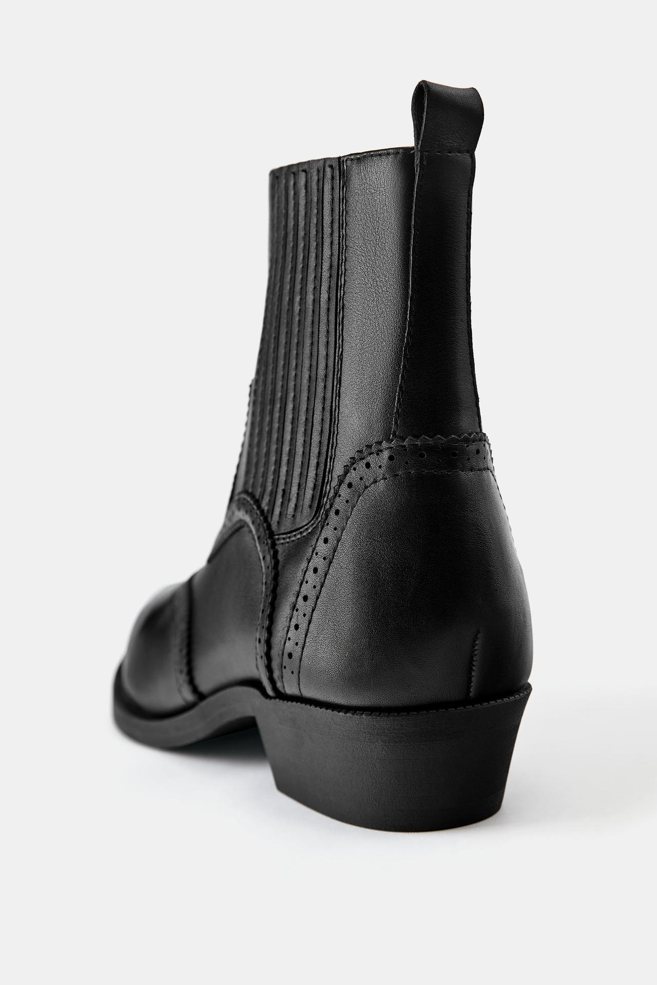Leather cowboy ankle boots — Black