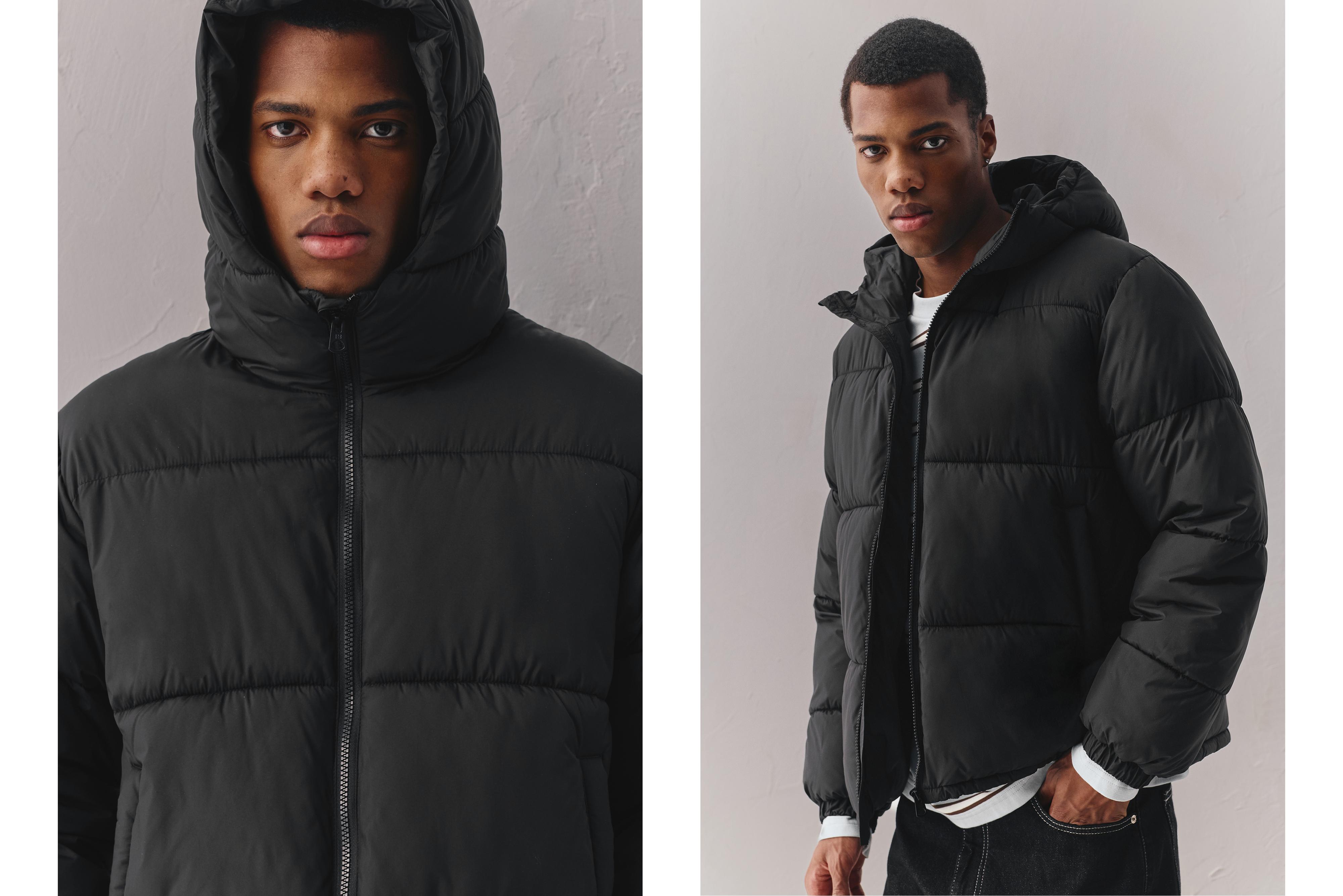 Padded jacket with hood — Black