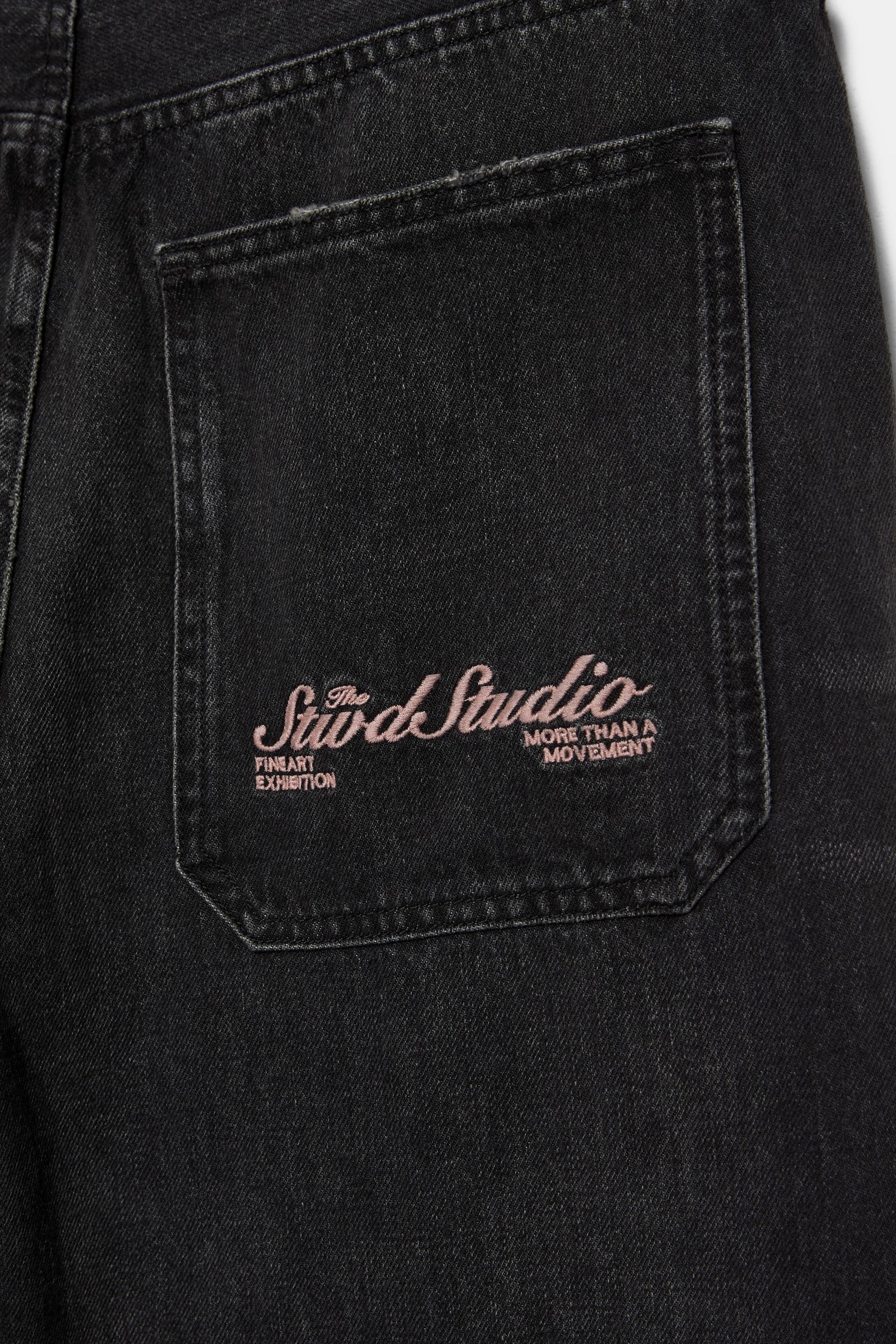 Embroidered skater jeans — Faded black