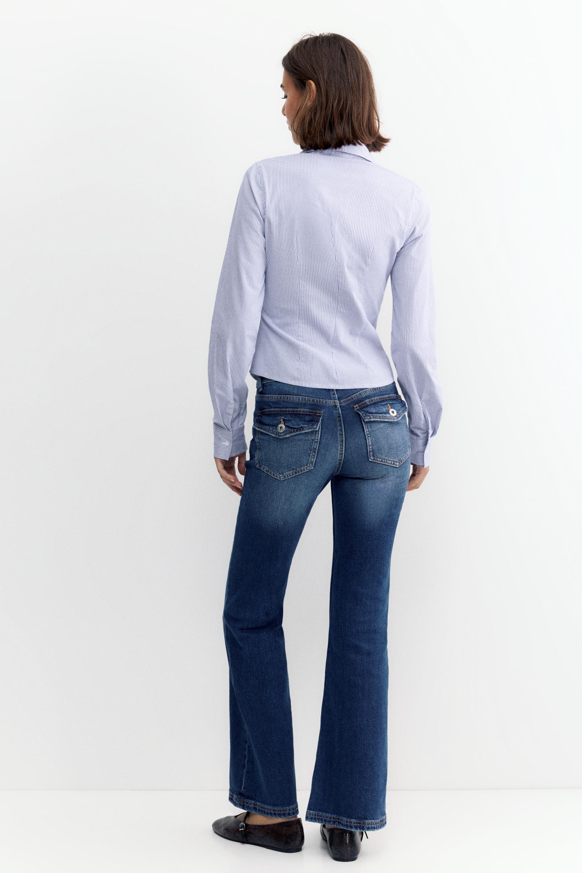 Fitted wide-cuff shirt — Blue/White