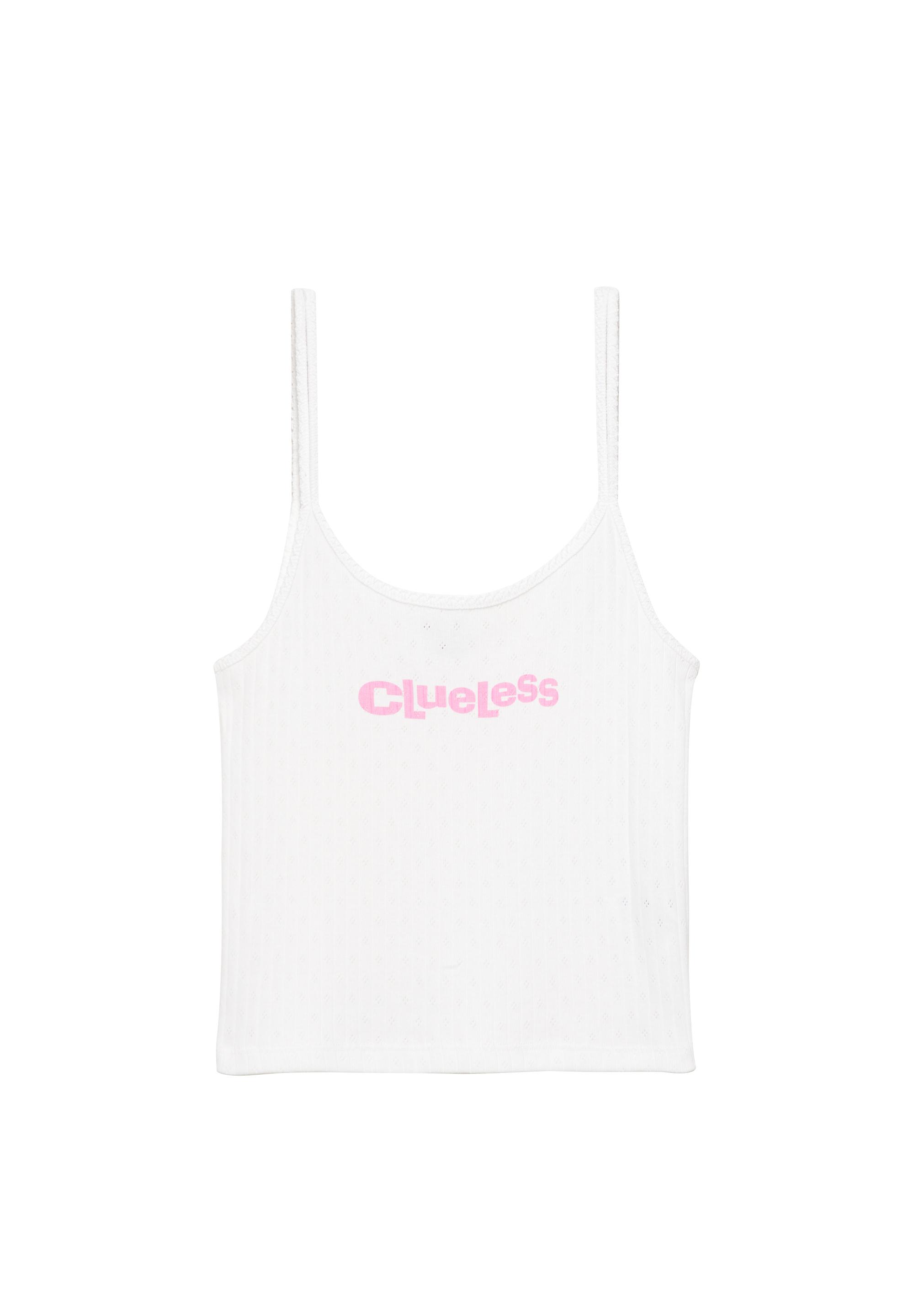 Clueless pointelle strappy top — White