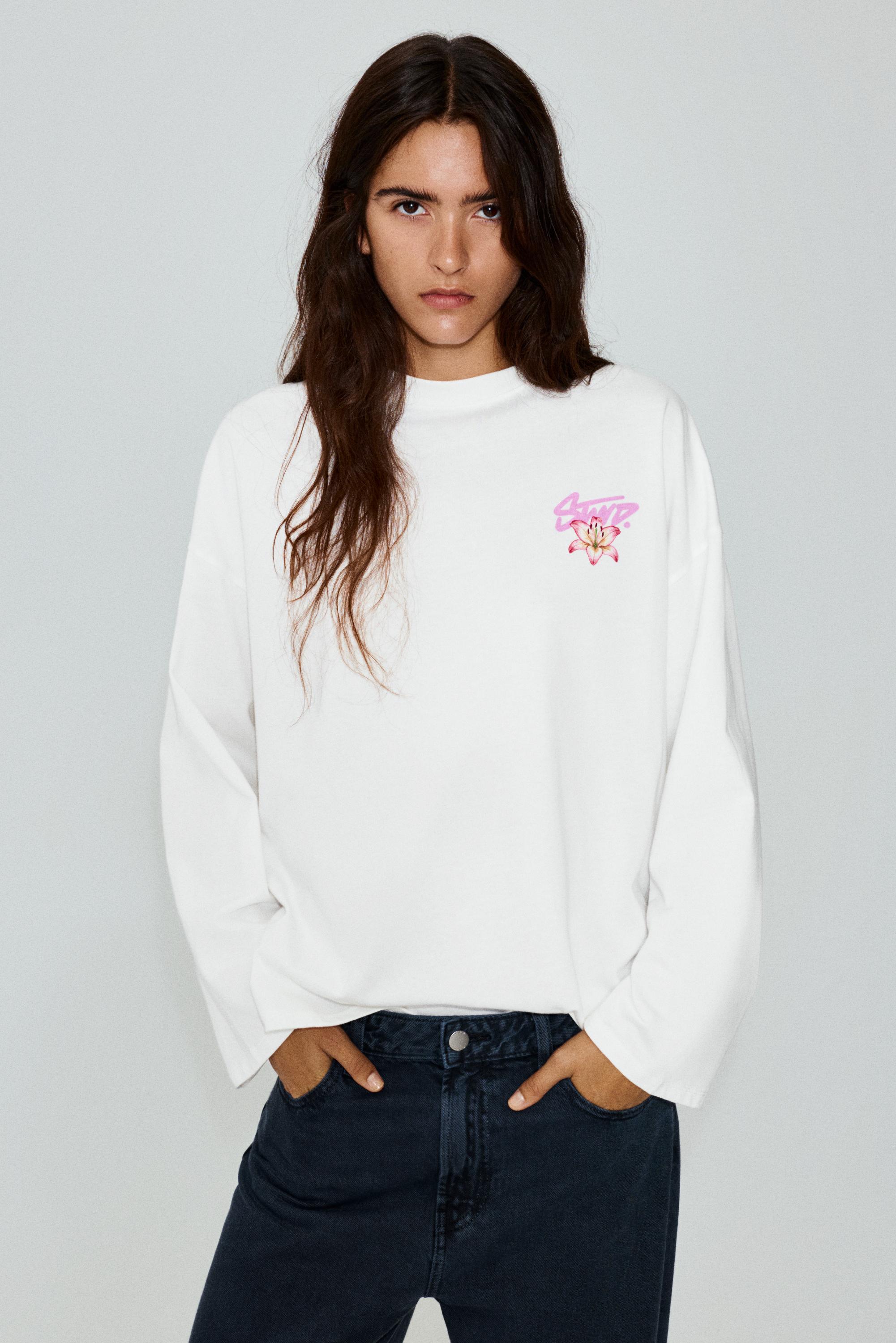 Camiseta oversize gráfico flor