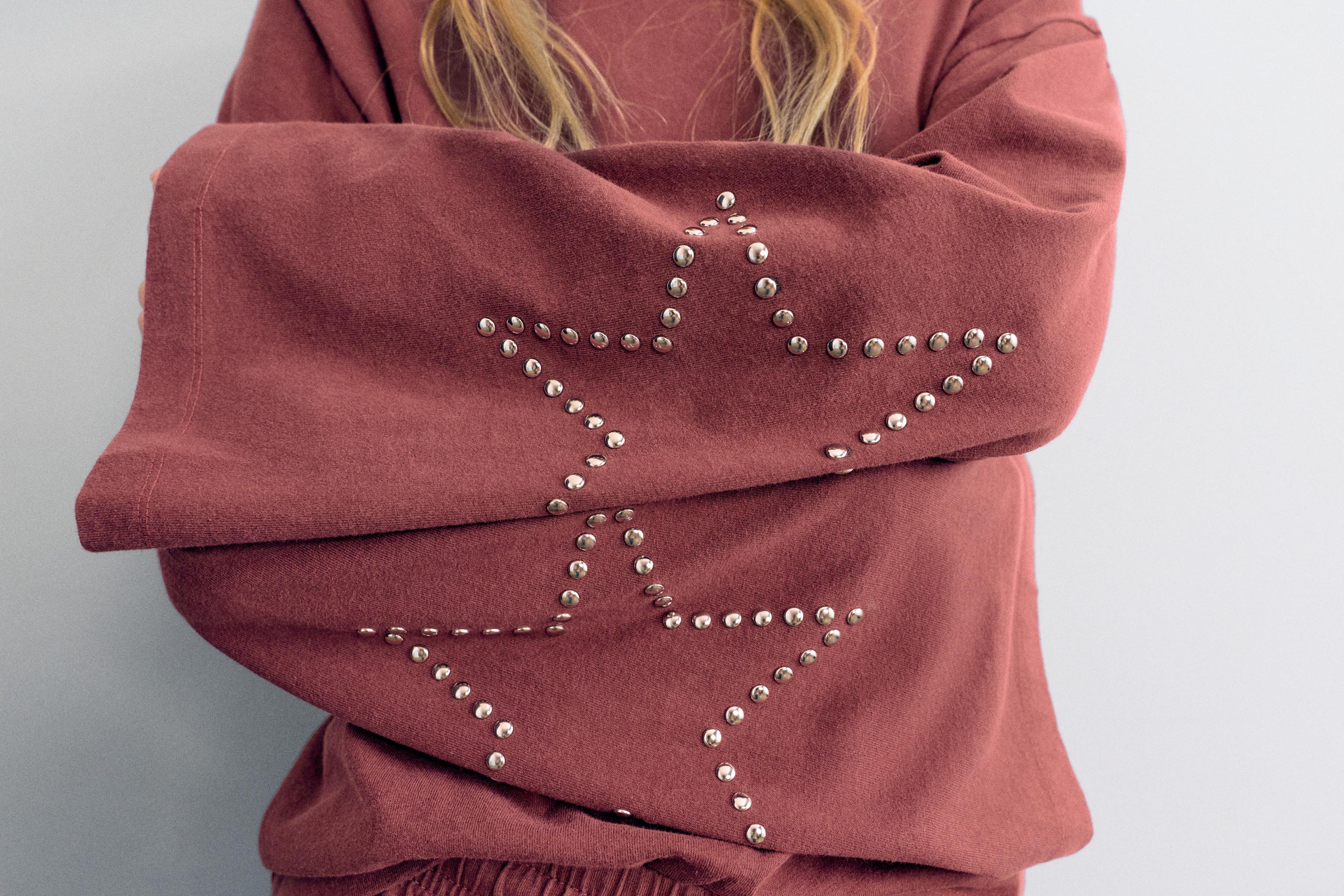 Stud star long sleeve T-shirt — Maroon