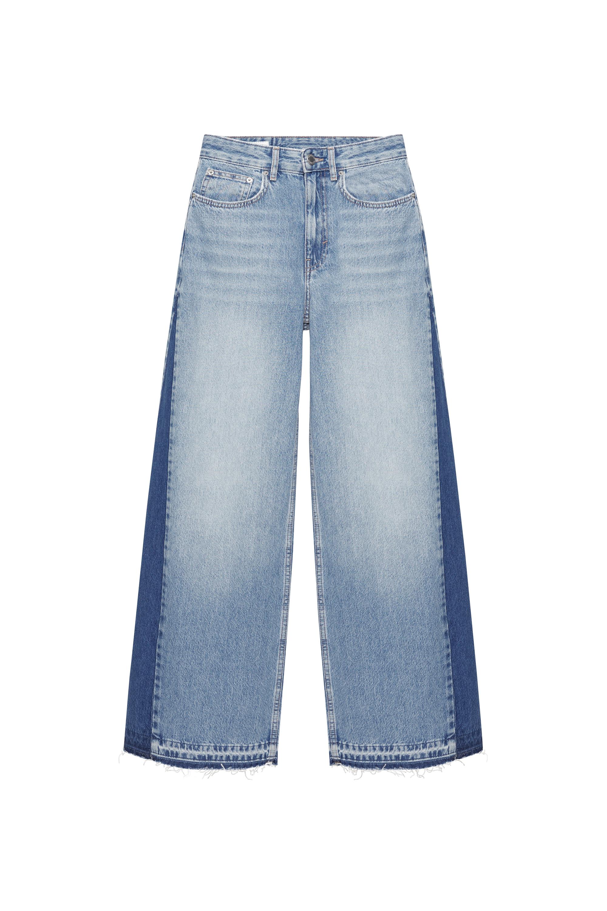 Pull&Bear Patchwork geniş paça jean görsel 4