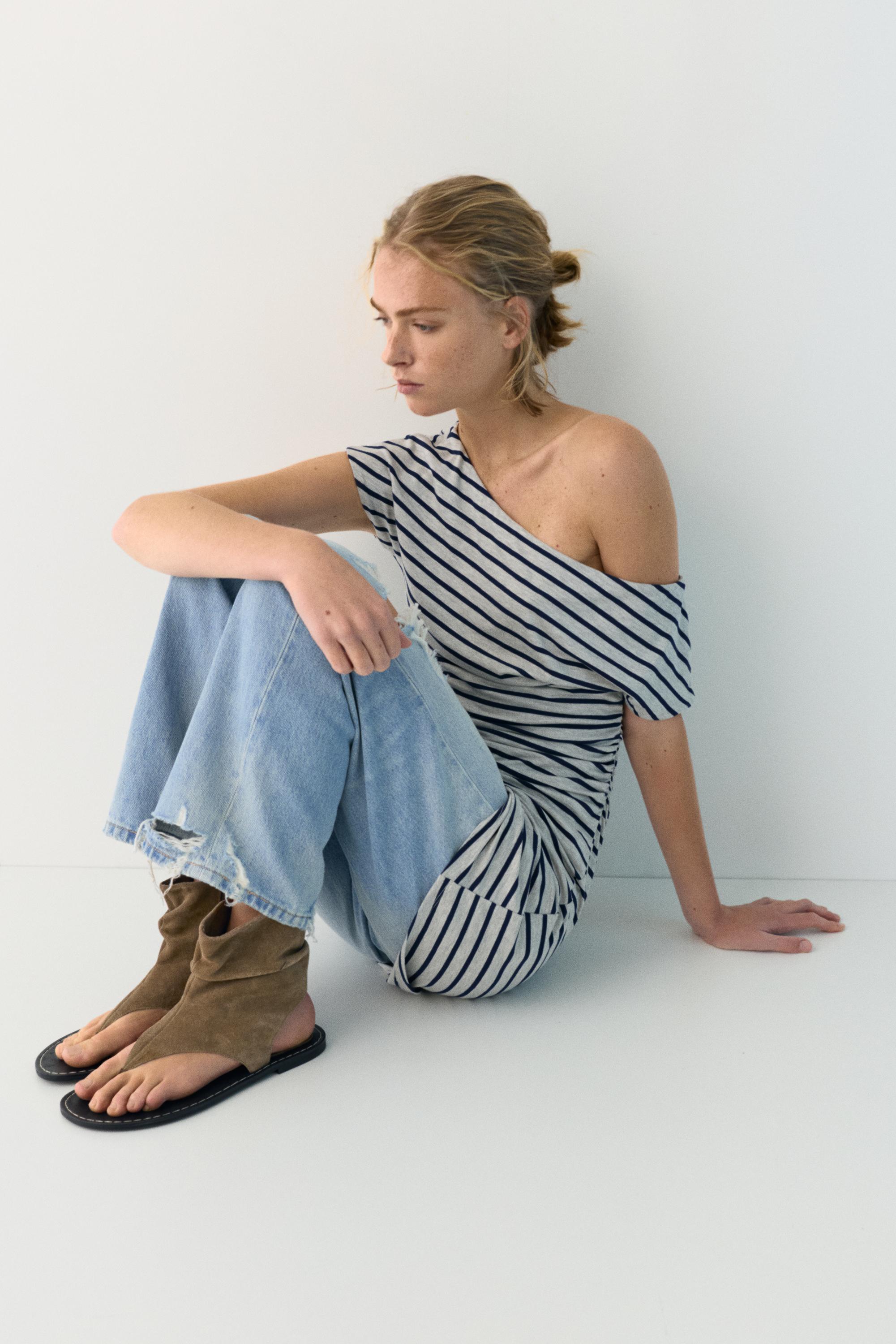 Leather bootie sandals — Brown