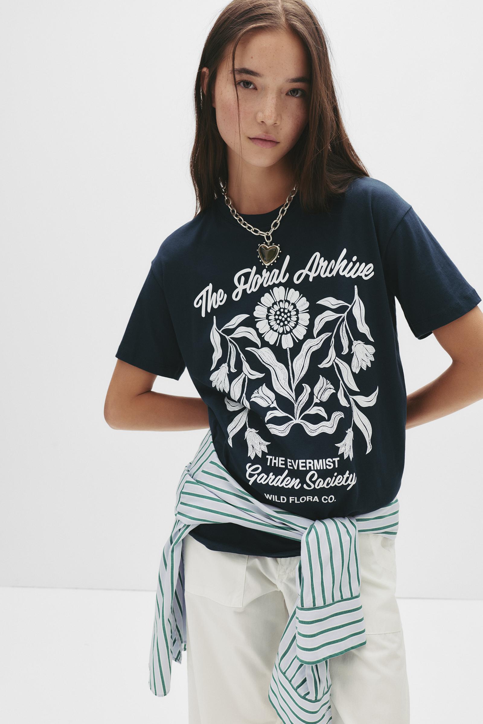 T-Shirt Mit Blumen-Print