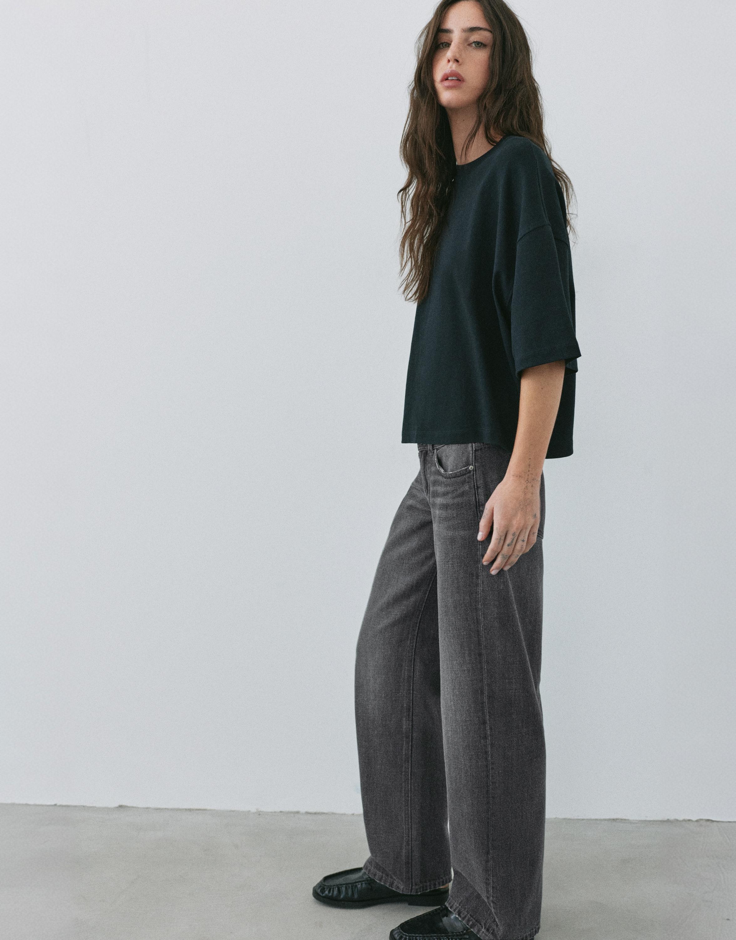 Low-rise straight-leg jeans — Grey