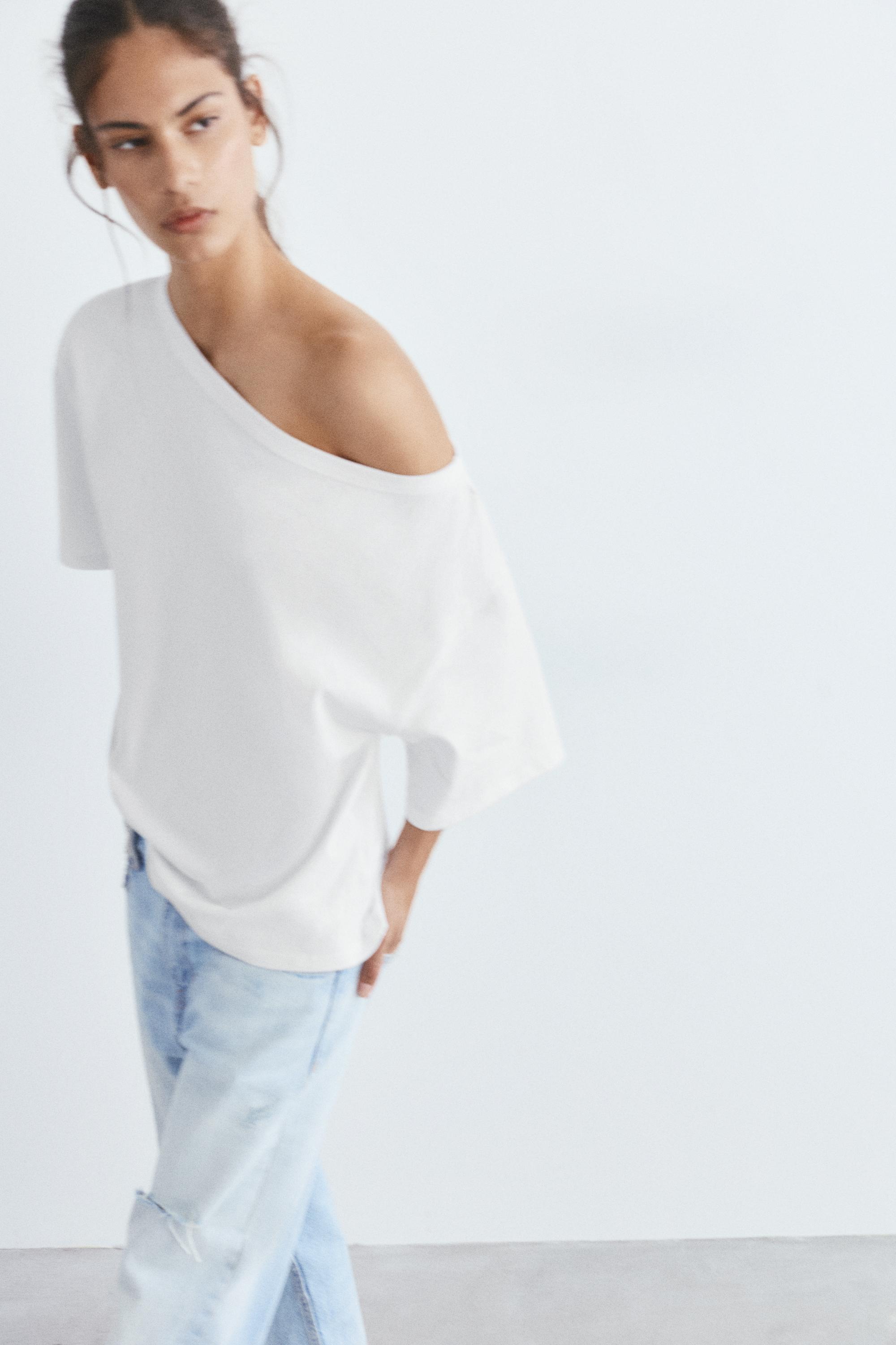 Asimetrik kısa kollu t-shirt - Görsel 20