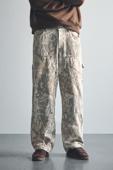 Printed worker trousers — Ecru/Black 5