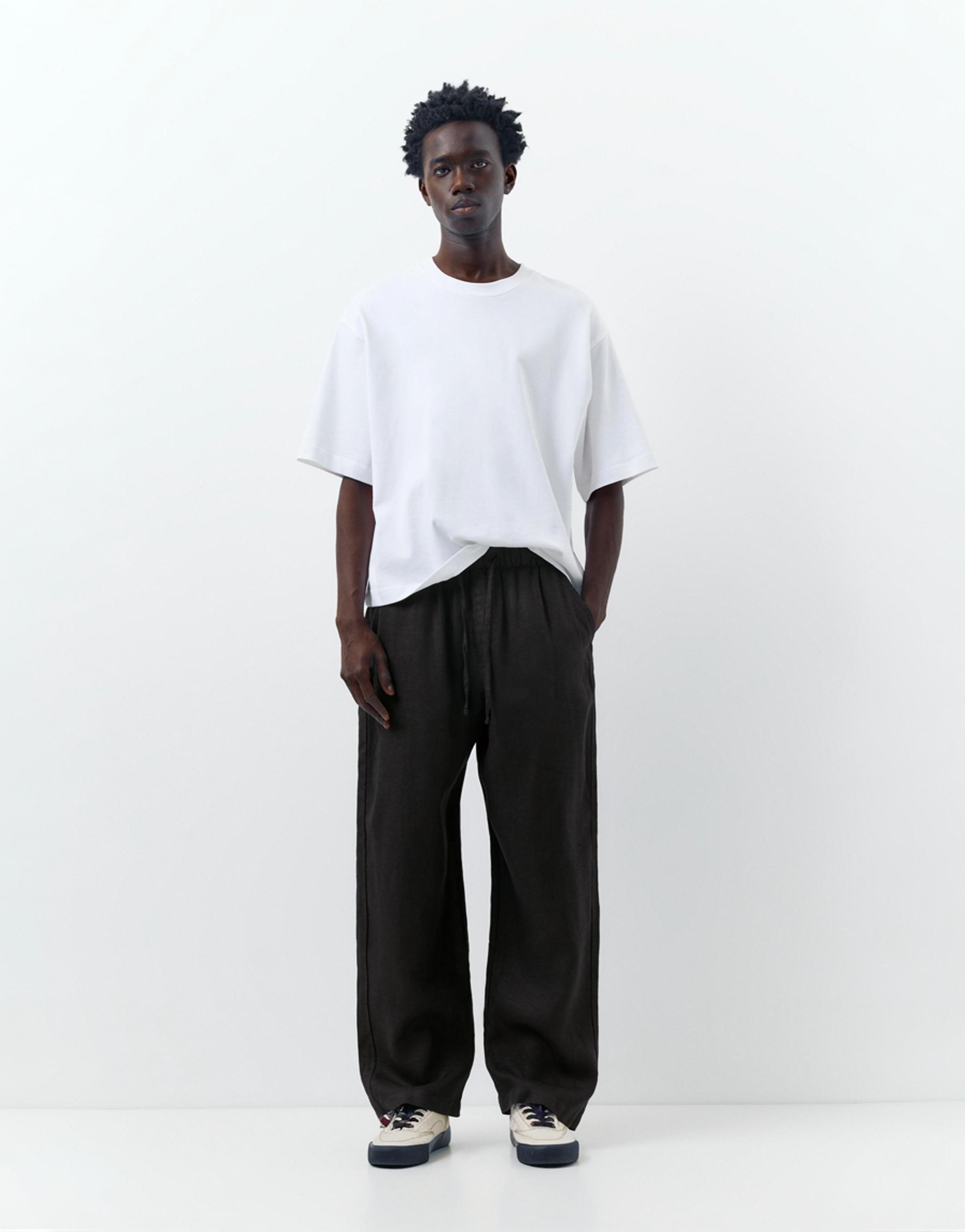 100% linen jogger trousers — Black