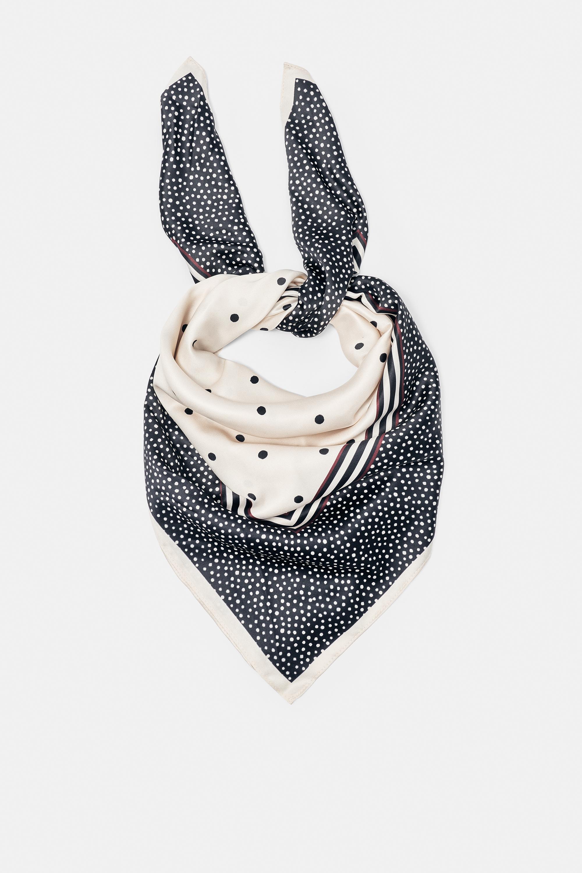 Mixed polka dot scarf — Black