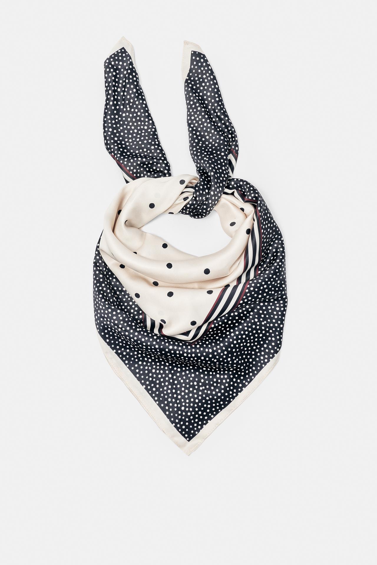 Mixed polka dot scarf — Black