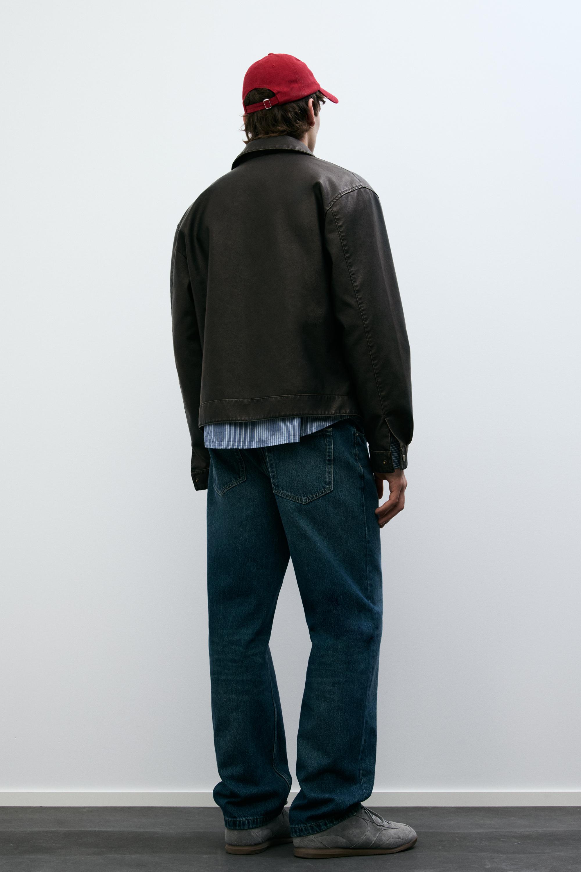 Yıkanmış suni deri ceket - Görsel 47