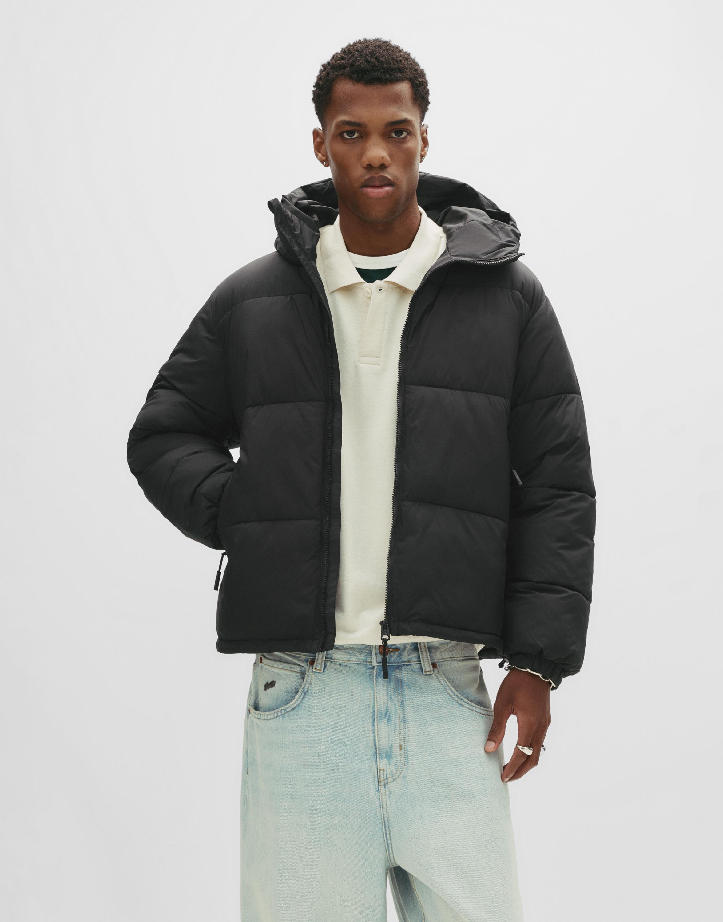 Padded jacket with hood — Black