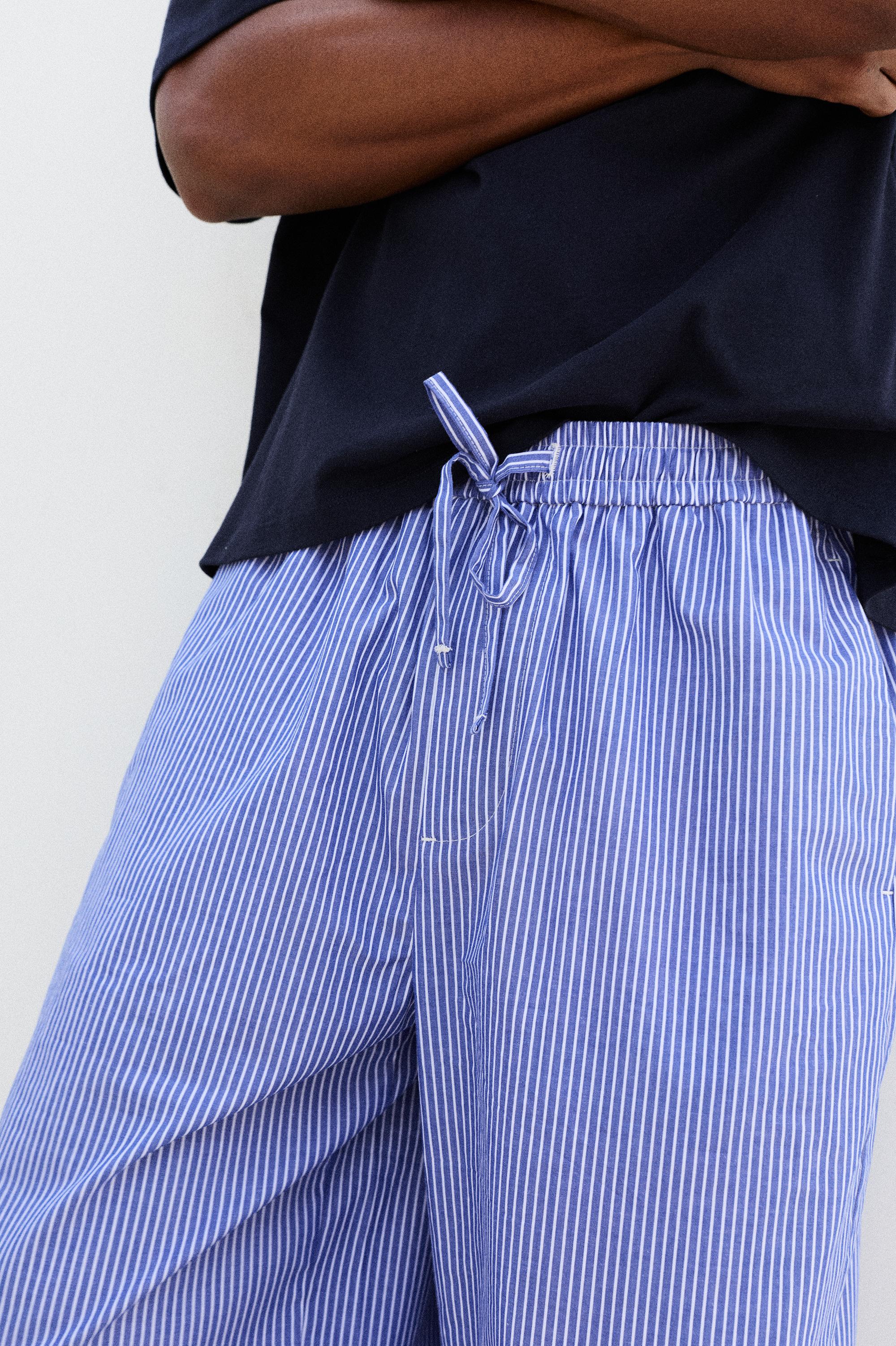 Relaxed fit striped pyjama-style trousers — Blue