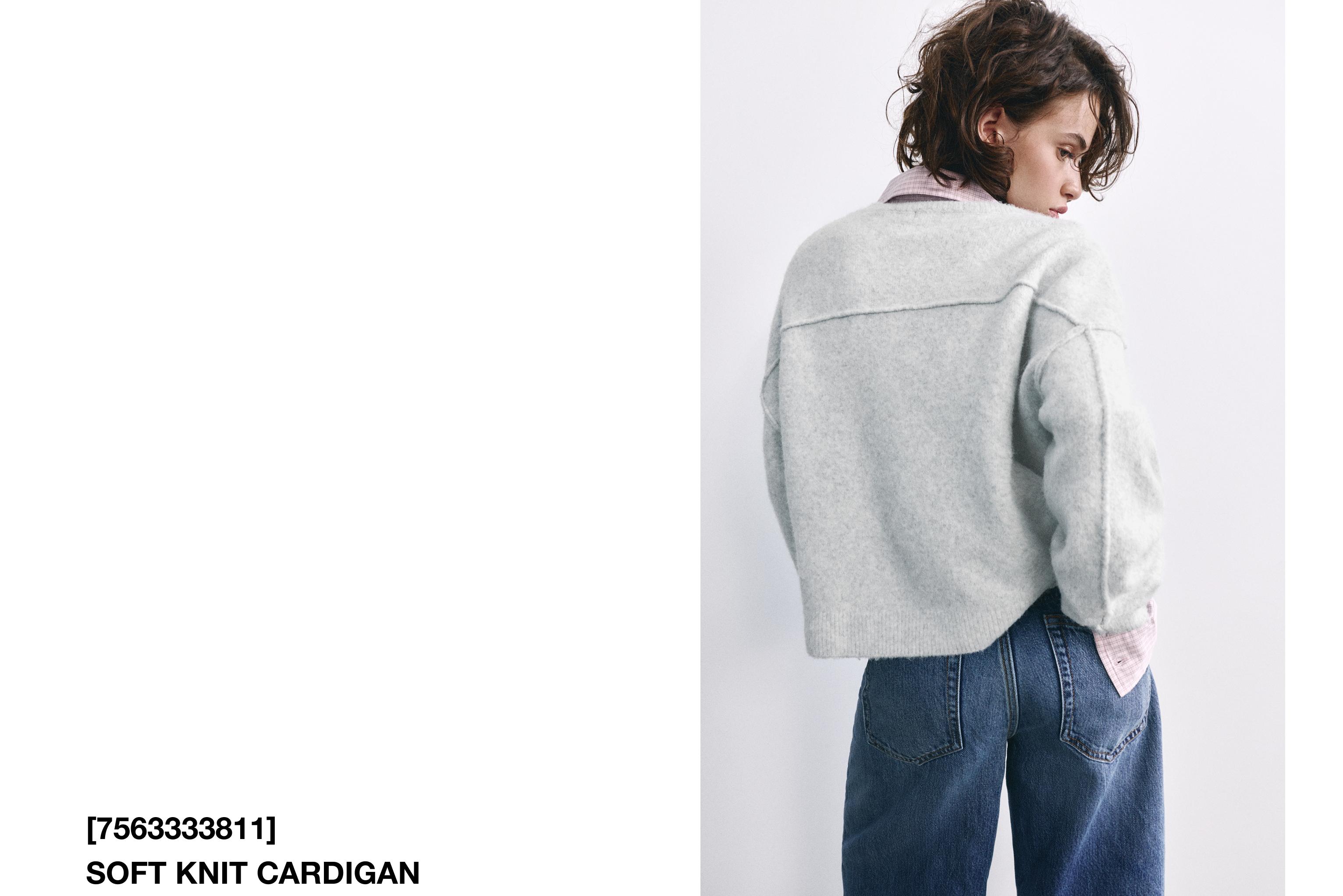 Soft knit cardigan — Pale grey