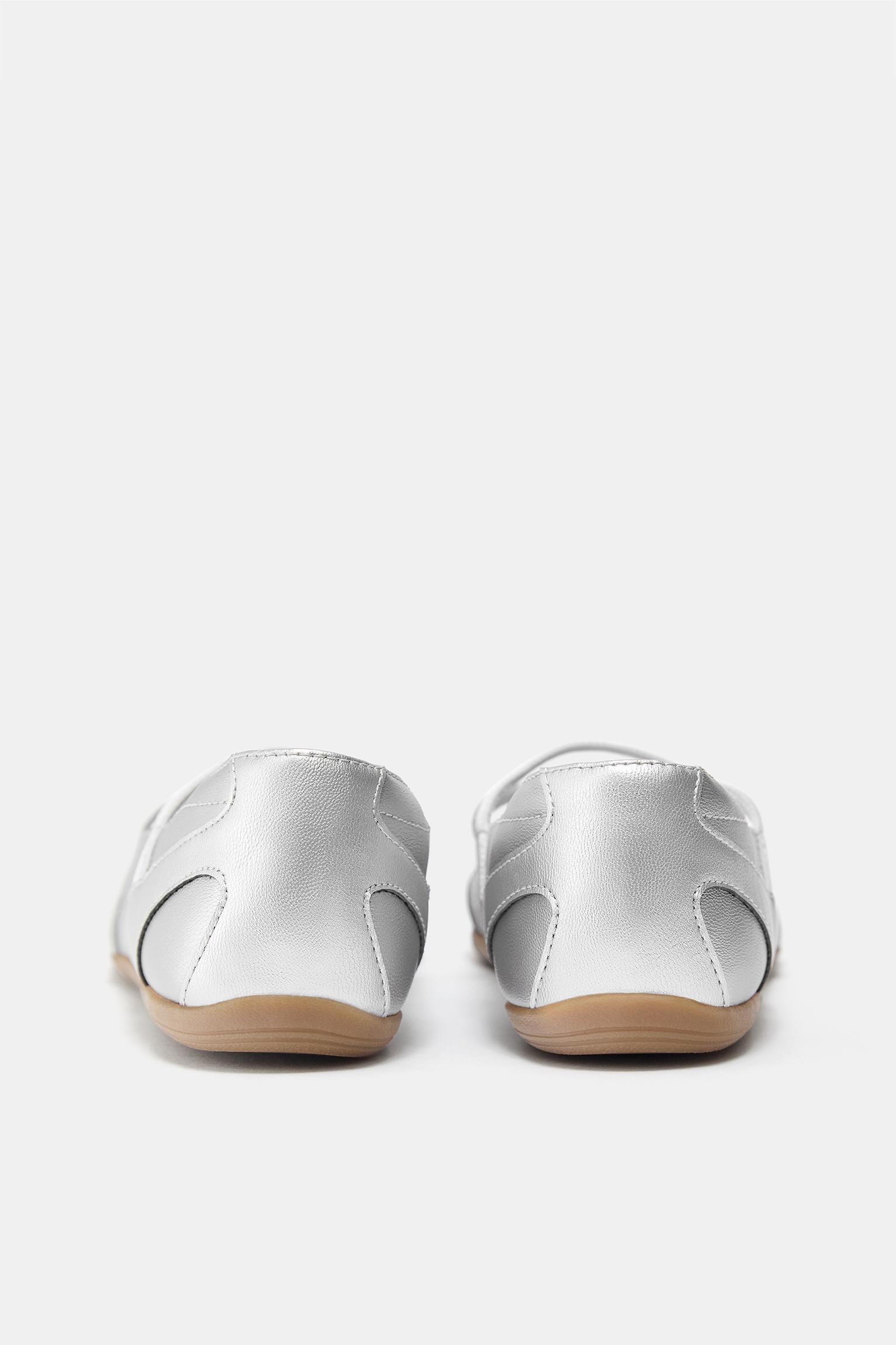 Metallic sports ballet flats — Silver