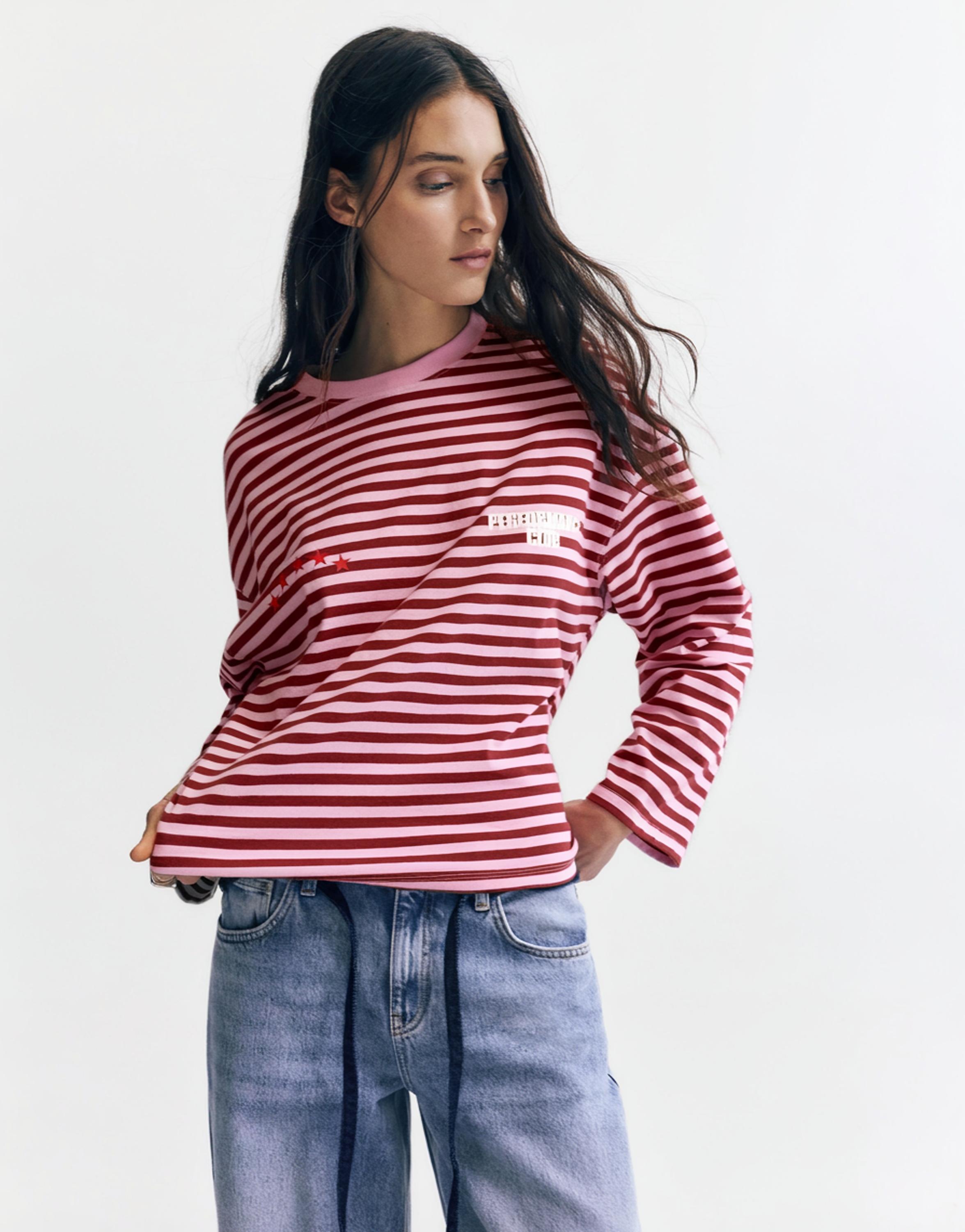 Çizgili, yıldızlı ve yazılı tişört - Görsel 9