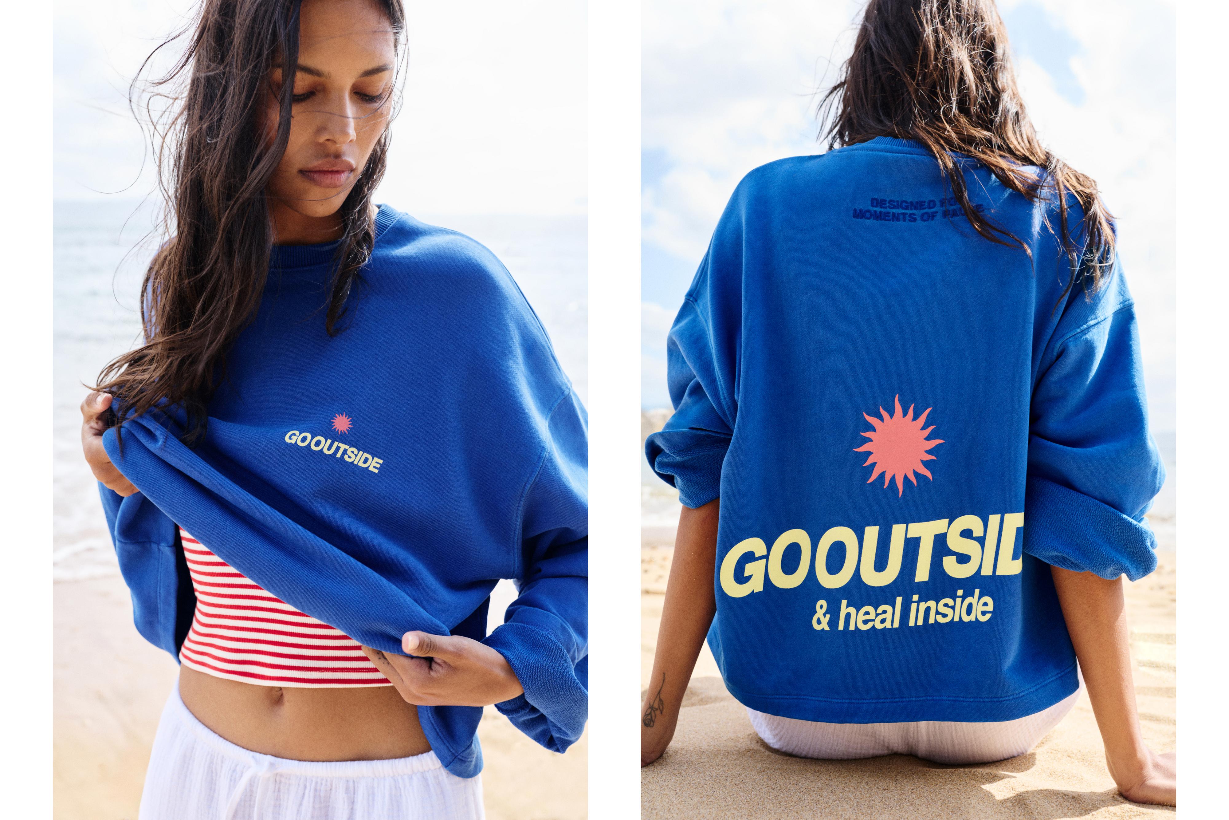 Blue sun graphic sweatshirt — Deep blue