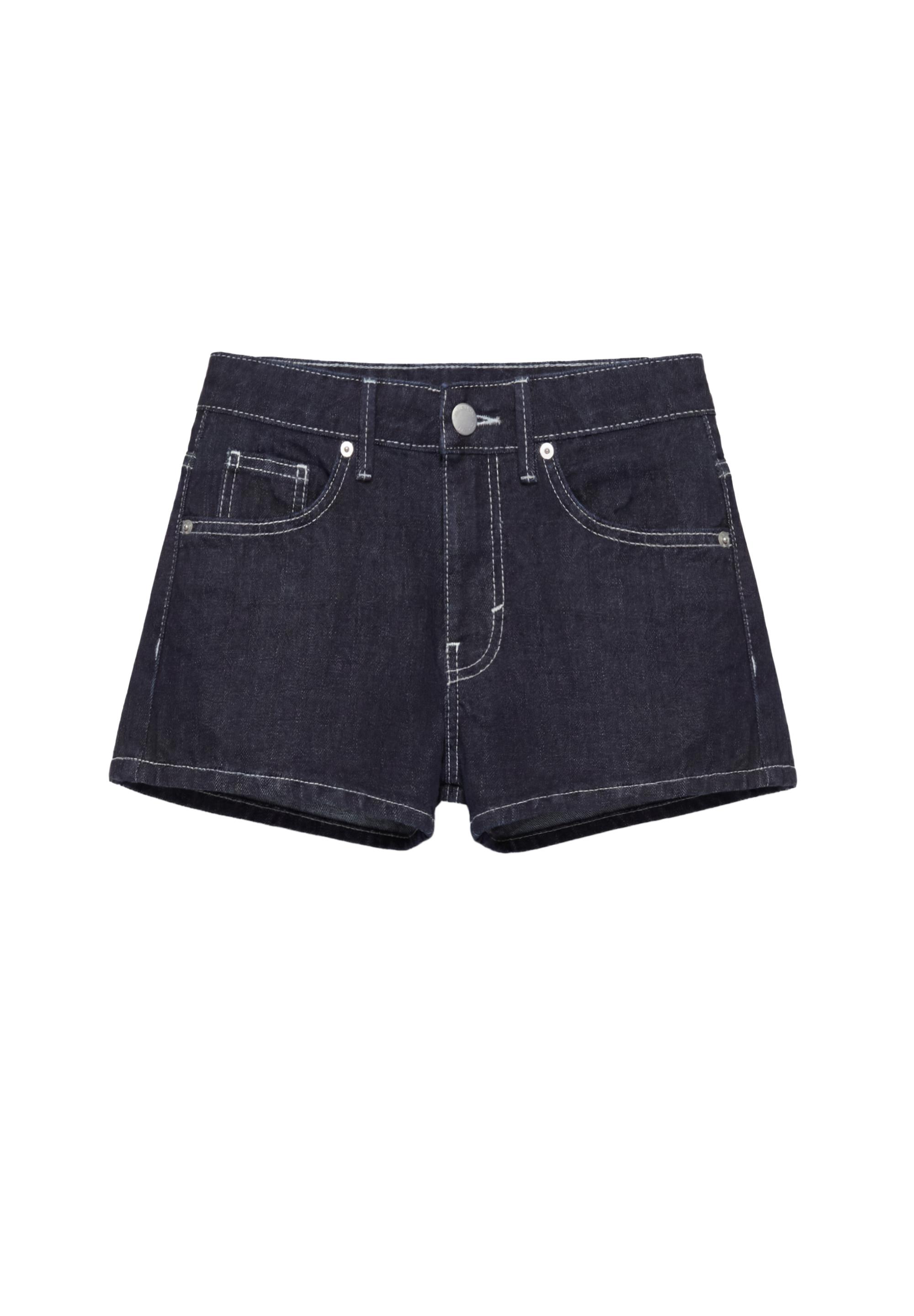 Low-rise denim mini shorts — Navy