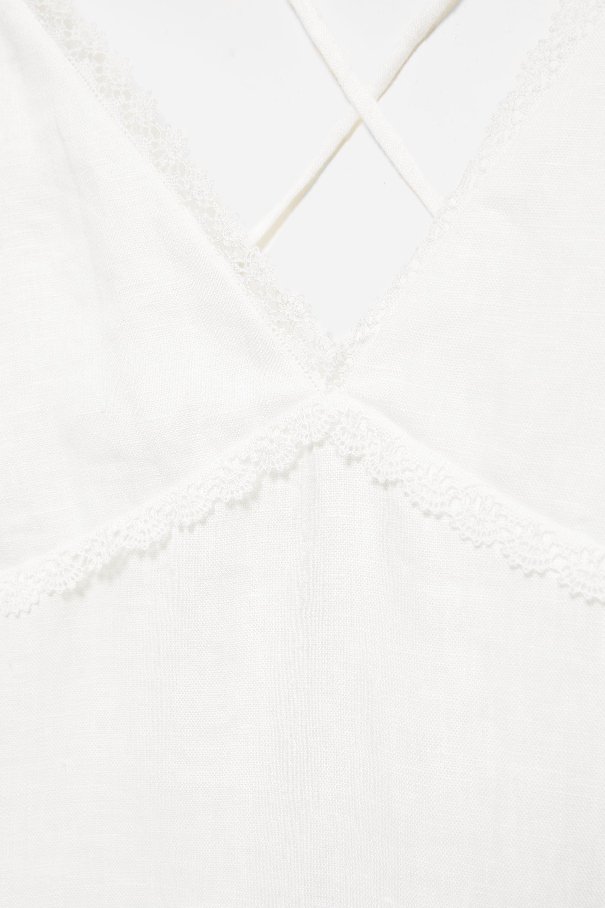 Encaixe de Camariñas x Pull&Bear 100% linen dress — Off white