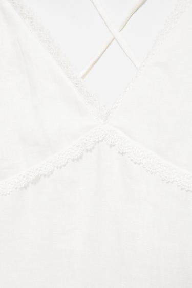 Encaixe de Camariñas x Pull&Bear 100% linen dress — Off white 13