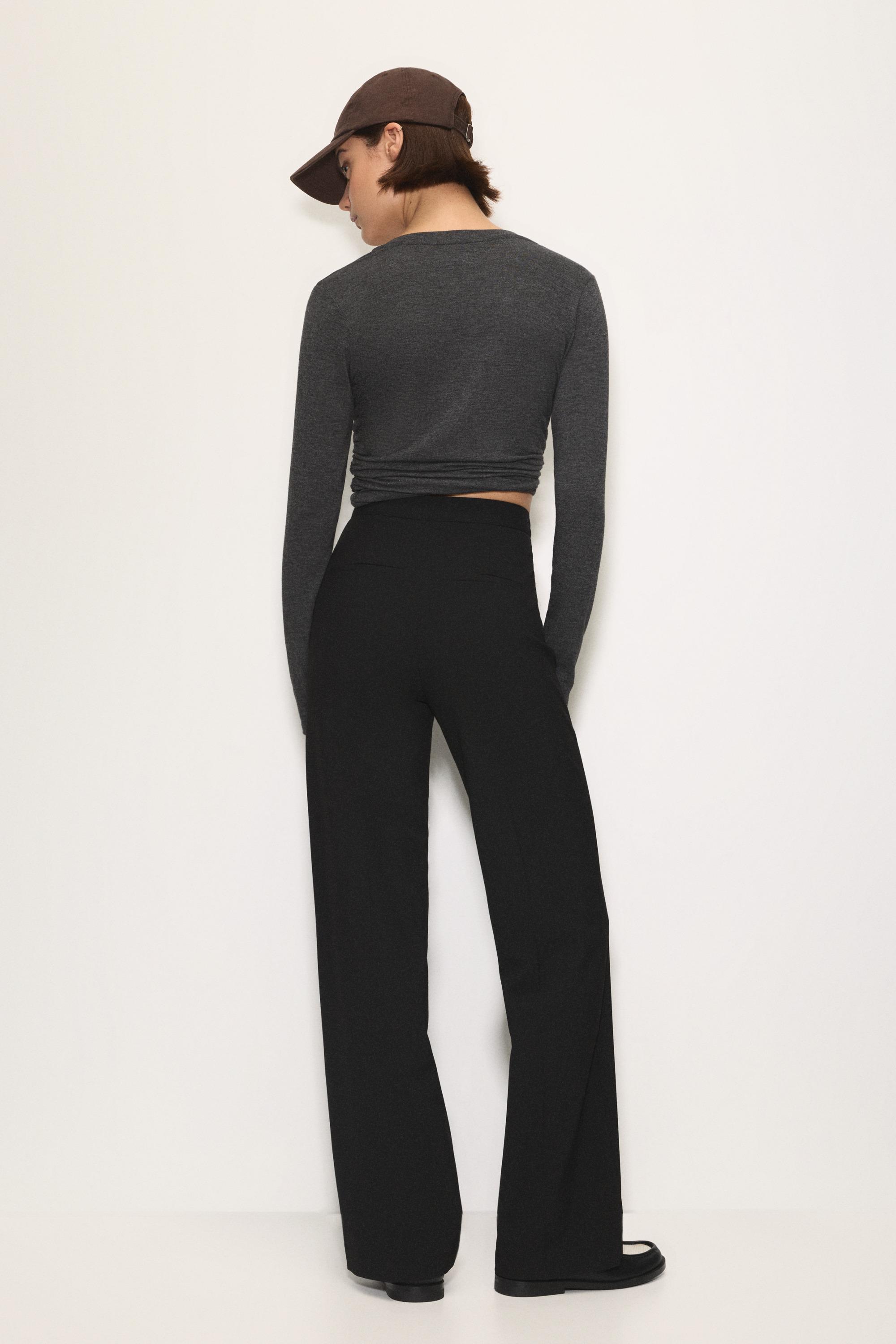 Straight-leg darted trousers — Black