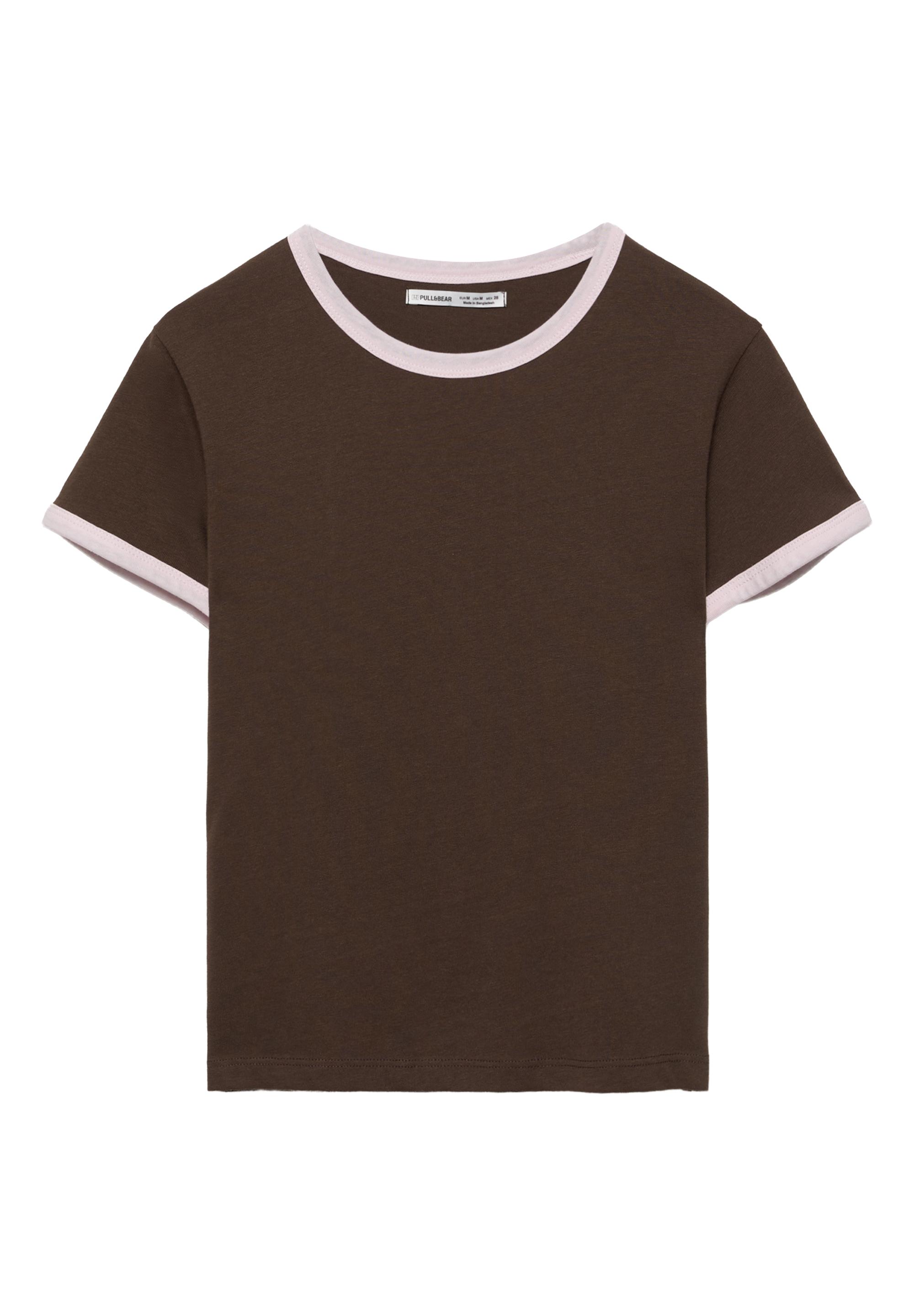 Short sleeve ribbed T-shirt — Brown
