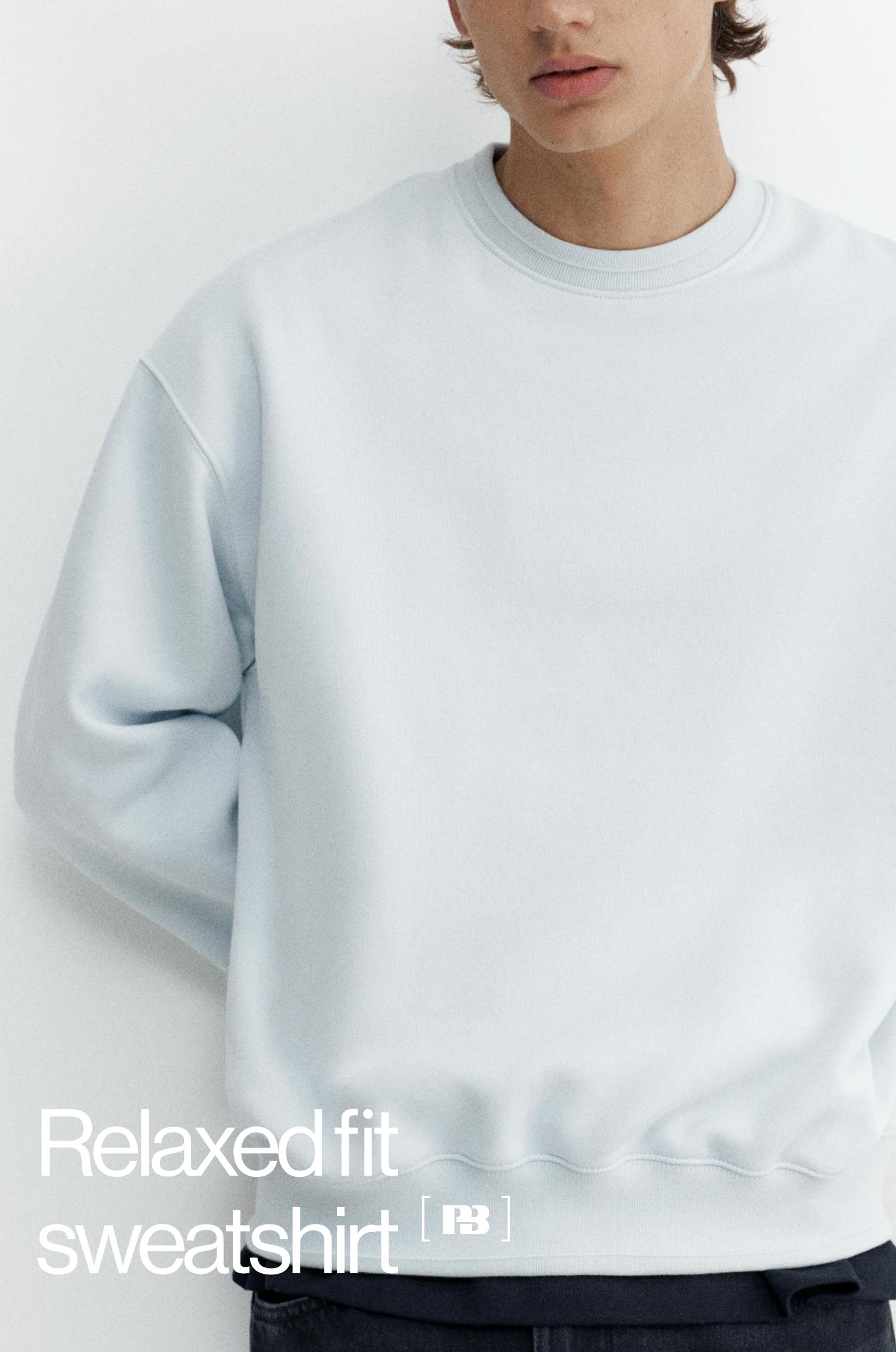 Relaxed fit round neck sweatshirt — Sky blue