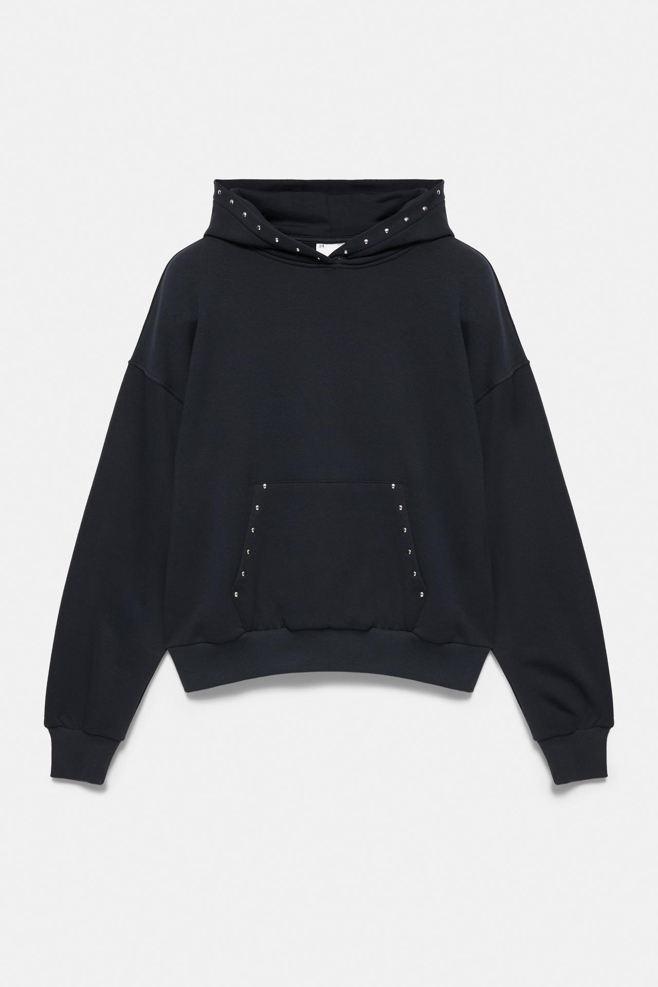 Studded hoodie — Dark grey