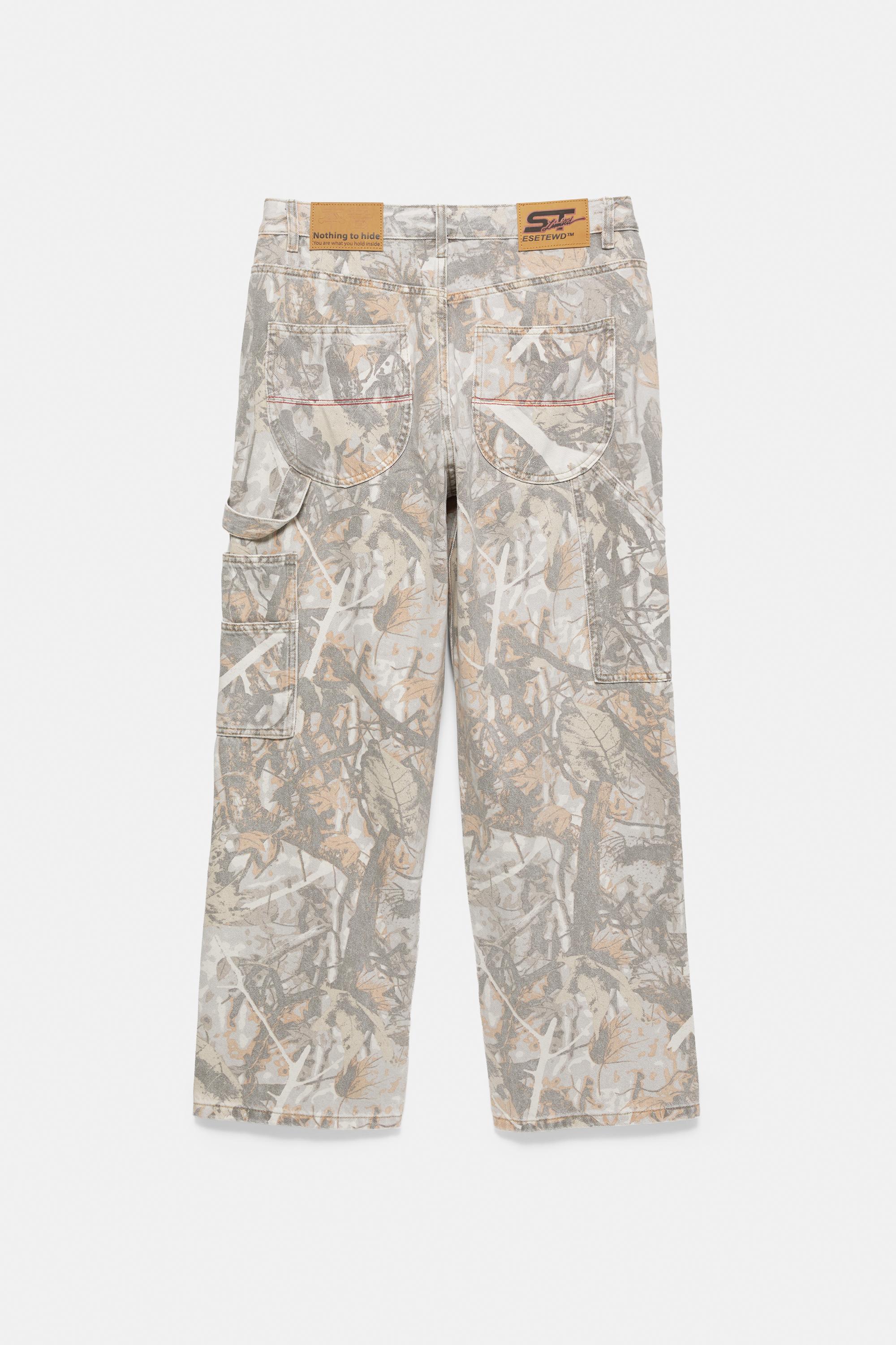 Printed worker trousers — Ecru/Black