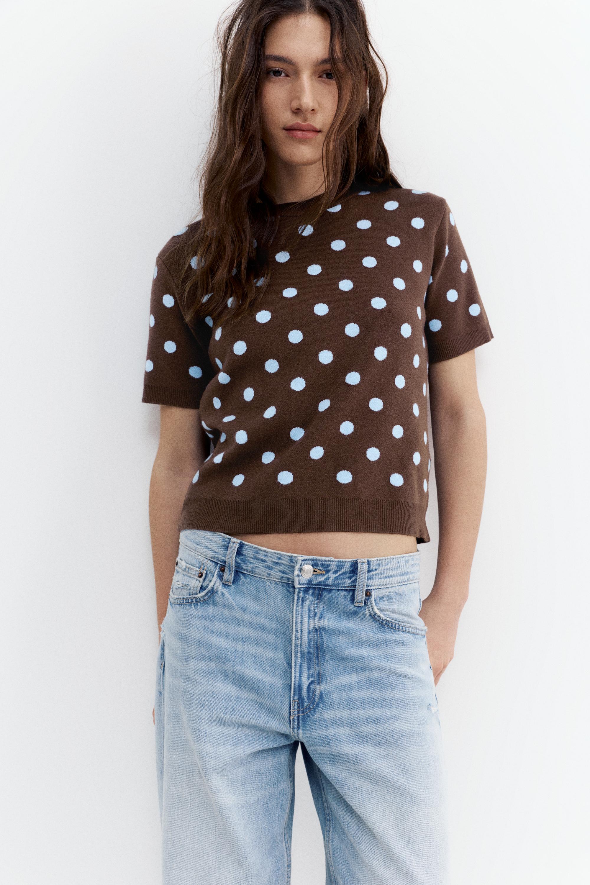 Puantiye desenli kısa kollu top - Görsel 17