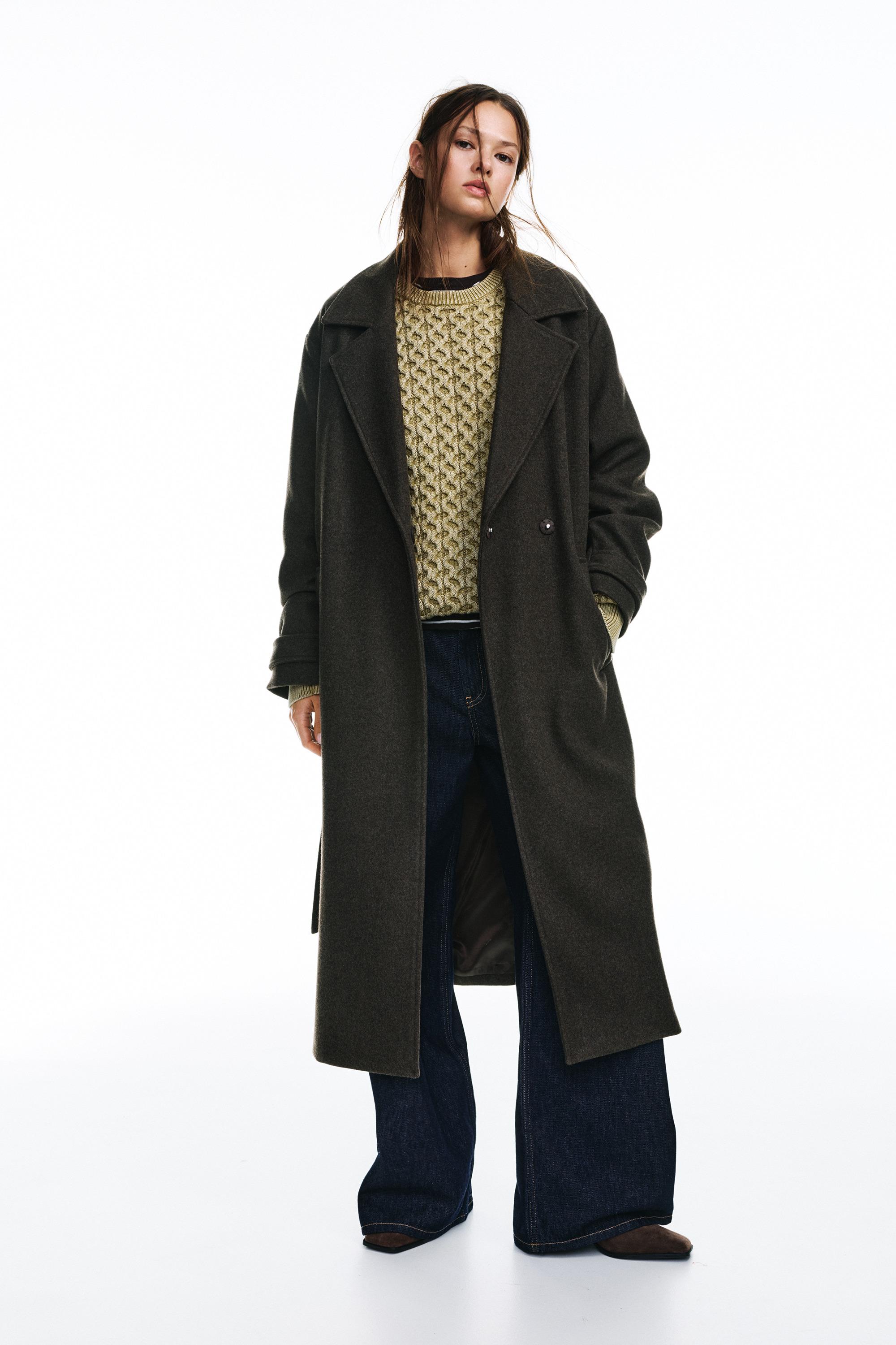 Cappotto Lungo In Panno Con Cintura