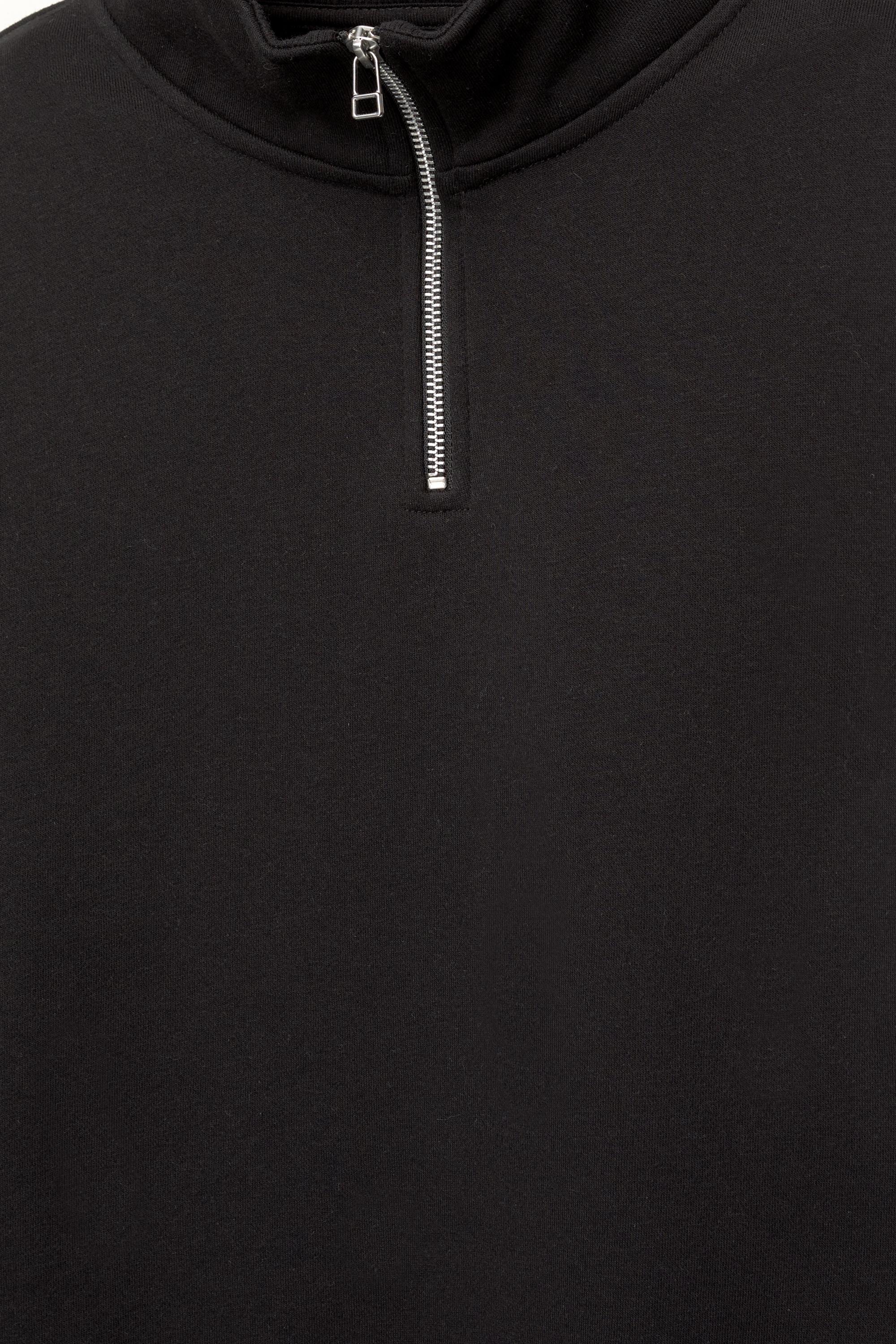 Basic quarter-zip sweatshirt — Black