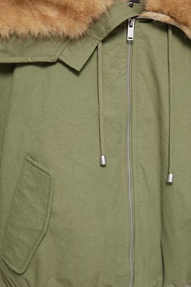 Parka with faux fur collar — Khaki 8
