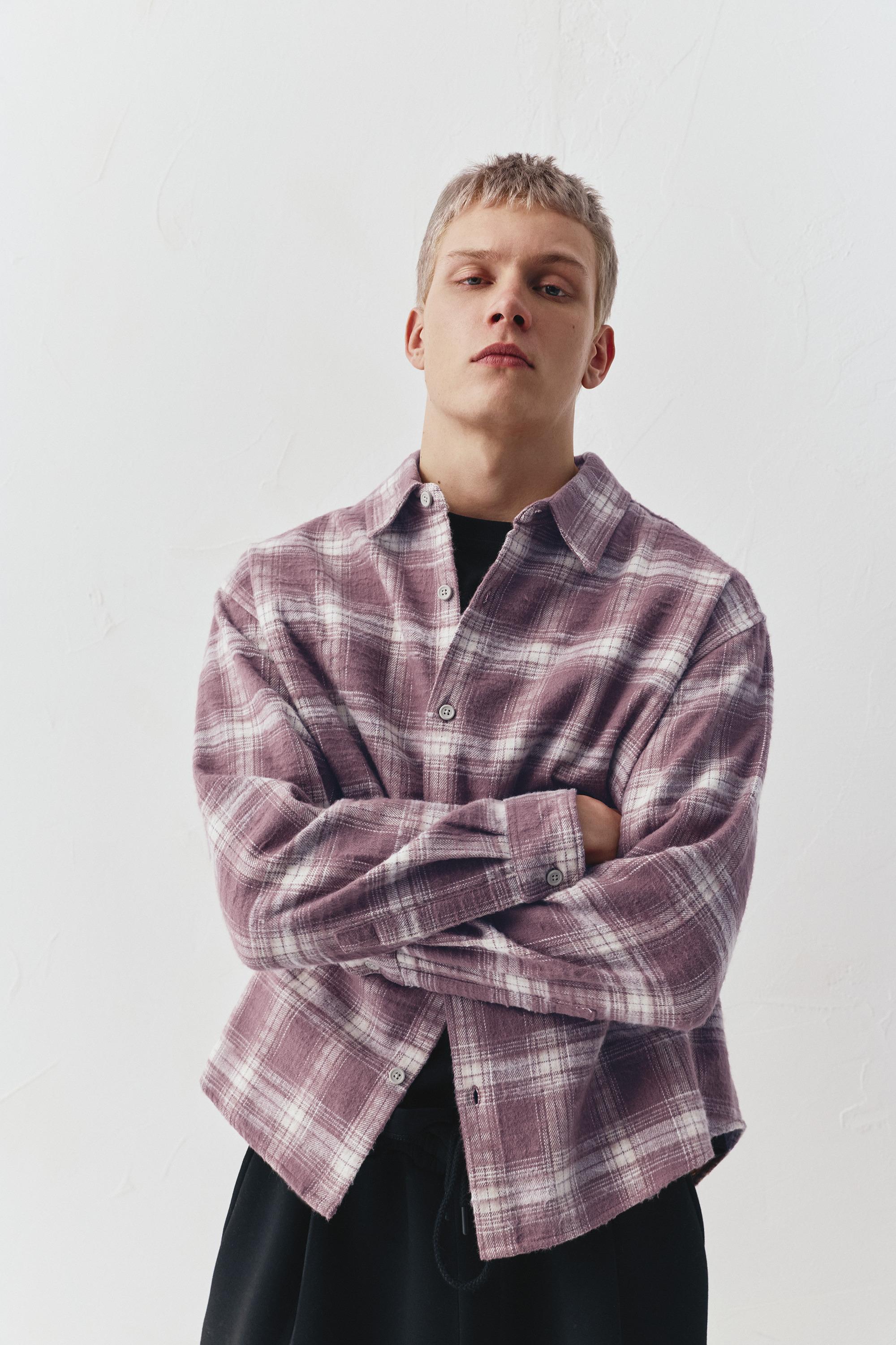 Kareli uzun kollu gömlek - Görsel 30