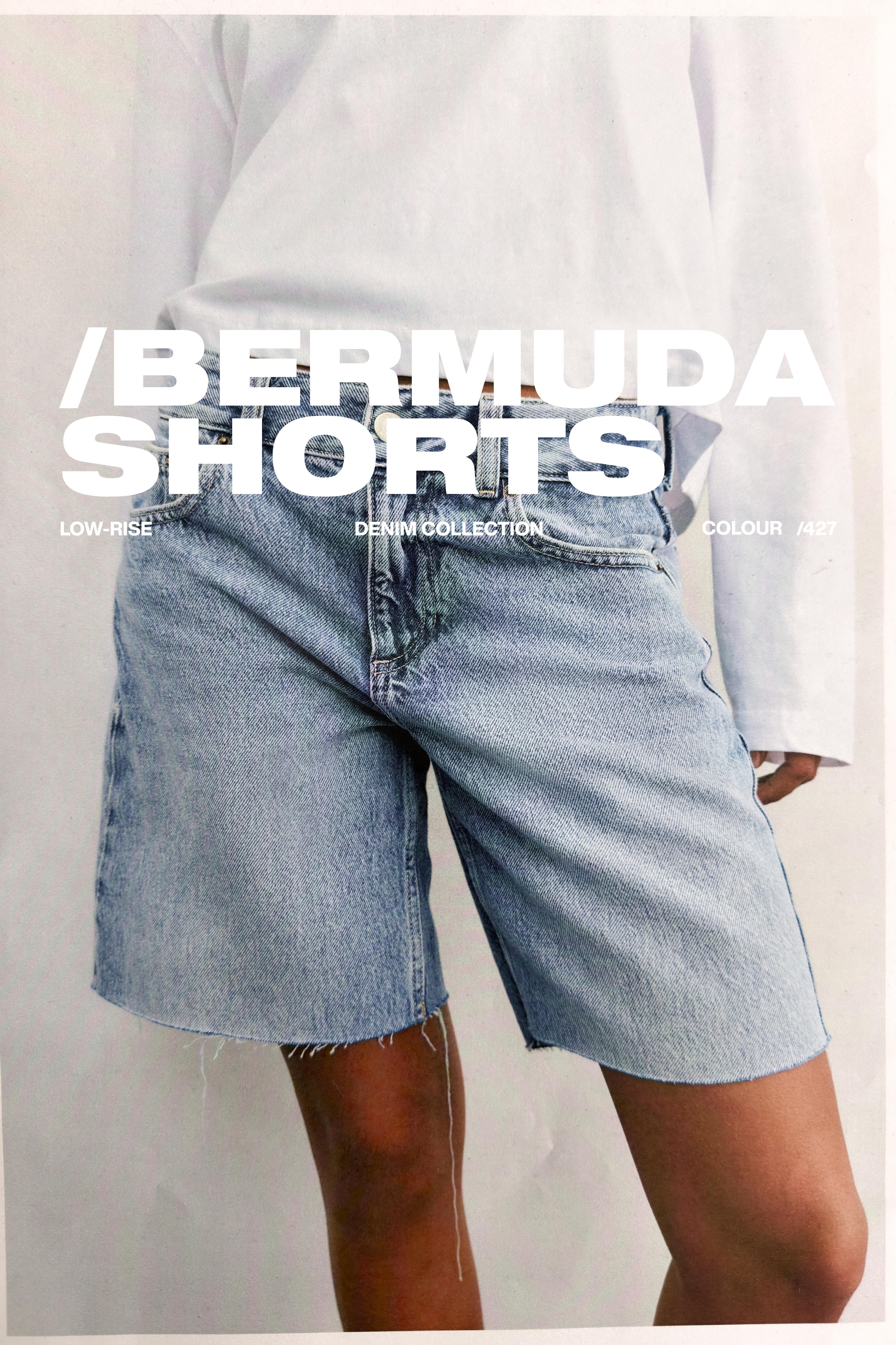 Low-rise denim Bermuda shorts — Medium blue